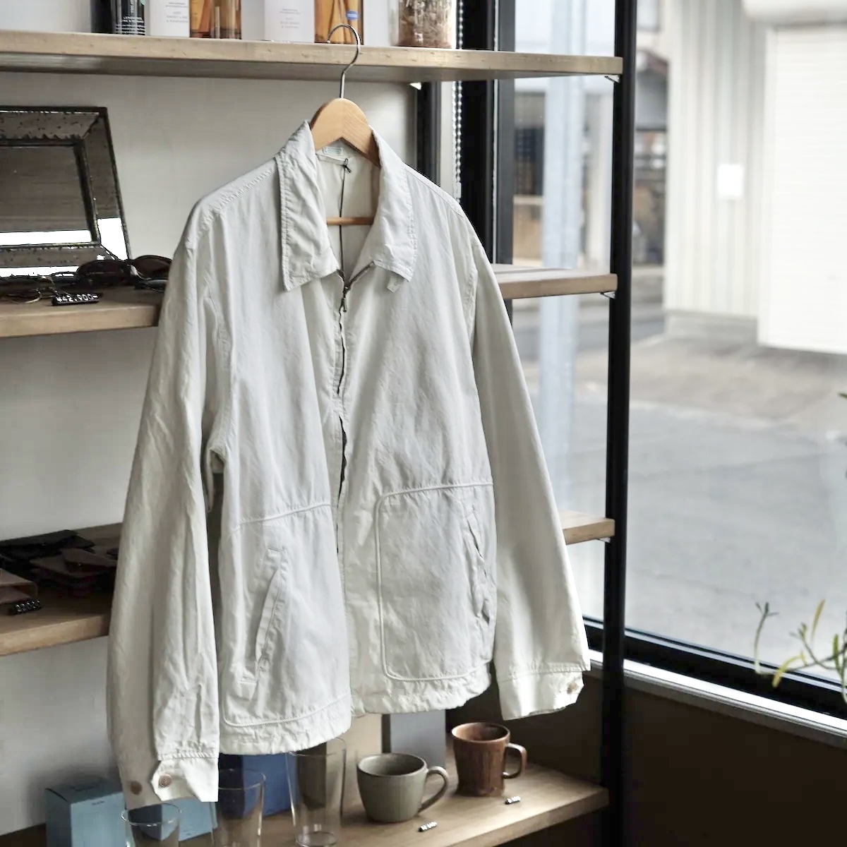 LAST PCS: A.PRESSE 2026 COTTON SILK BACK GABARDINE COACH JACKET (26SAP-01-34) - ECRU PRE ORDER ITEM (預訂中)