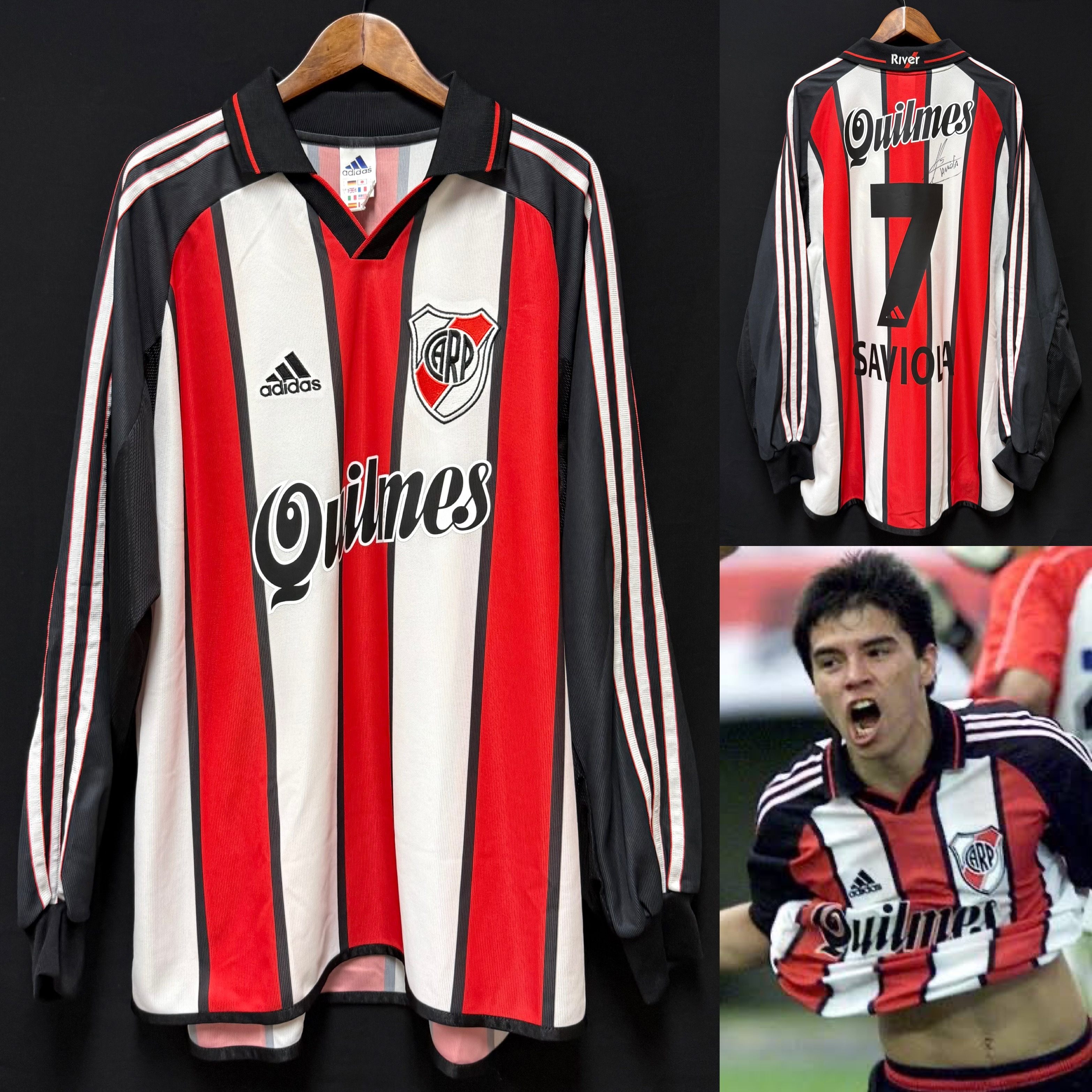 (Player Issue) River Plate 2000-2002 Adidas L/S Away Player Issue Shirt #7 SAVIOLA