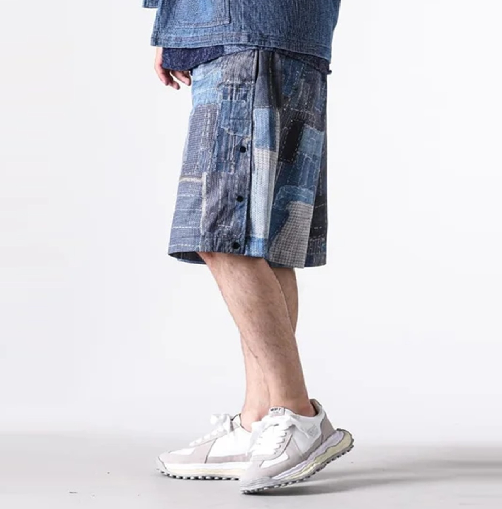 FDMTL JAPAN 2026 BORO SIDE BUTTON KNEE SHORTS *MADE IN JAPAN - PRE ORDER ITEM (預訂中)