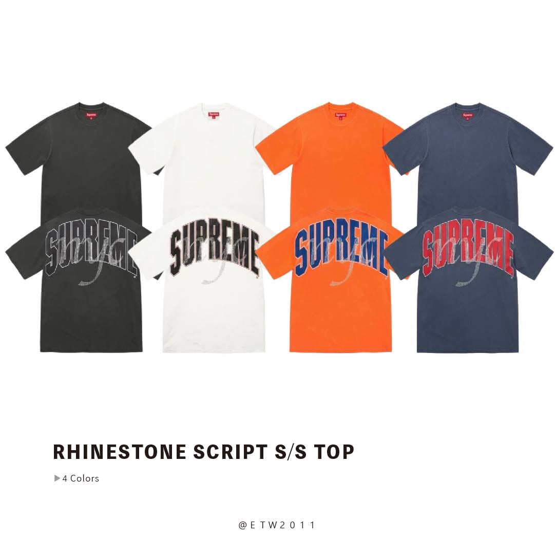 ☆ETW☆【EASY TO WEAR】SUPREME 26SS RHINESTONE SCRIPT S/S TOP 水鑽 燙鑽 字體 短T