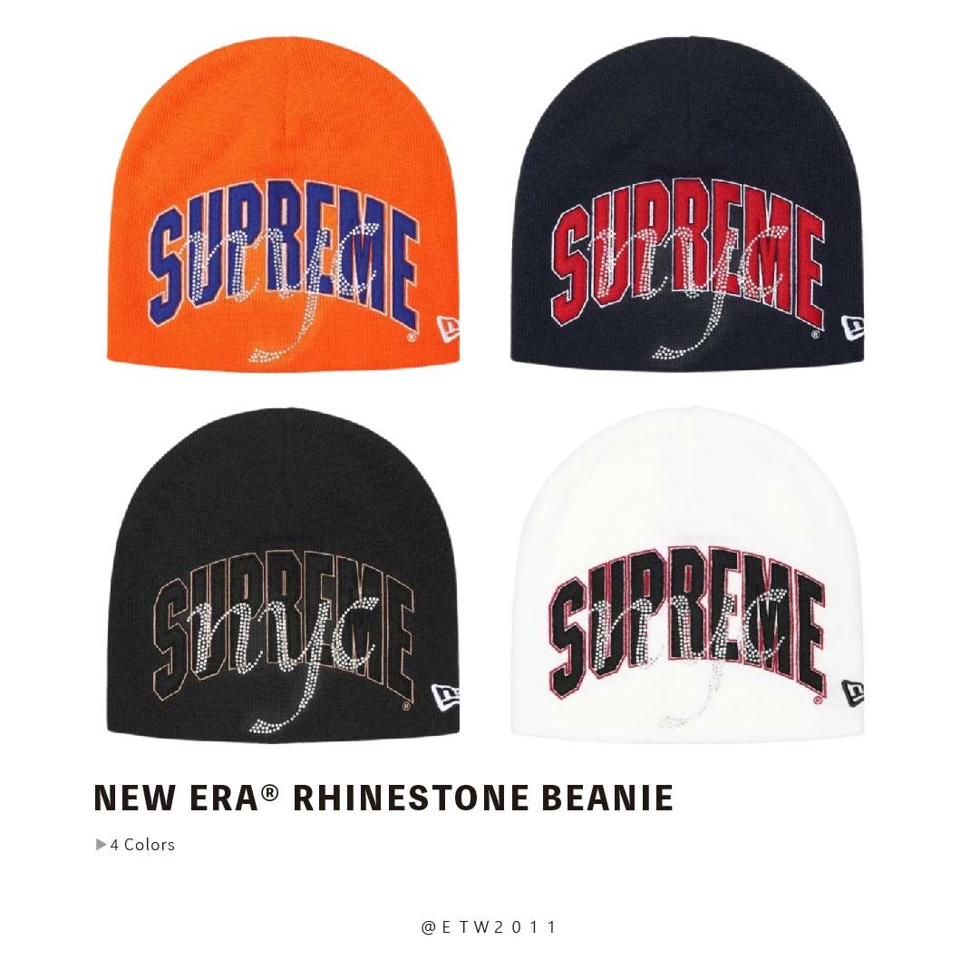 ☆ETW☆【EASY TO WEAR】SUPREME 26SS NEW ERA® RHINESTONE BEANIE 毛帽 燙鑽 刺繡 冷帽 字體 水鑽 小BOXLOGO