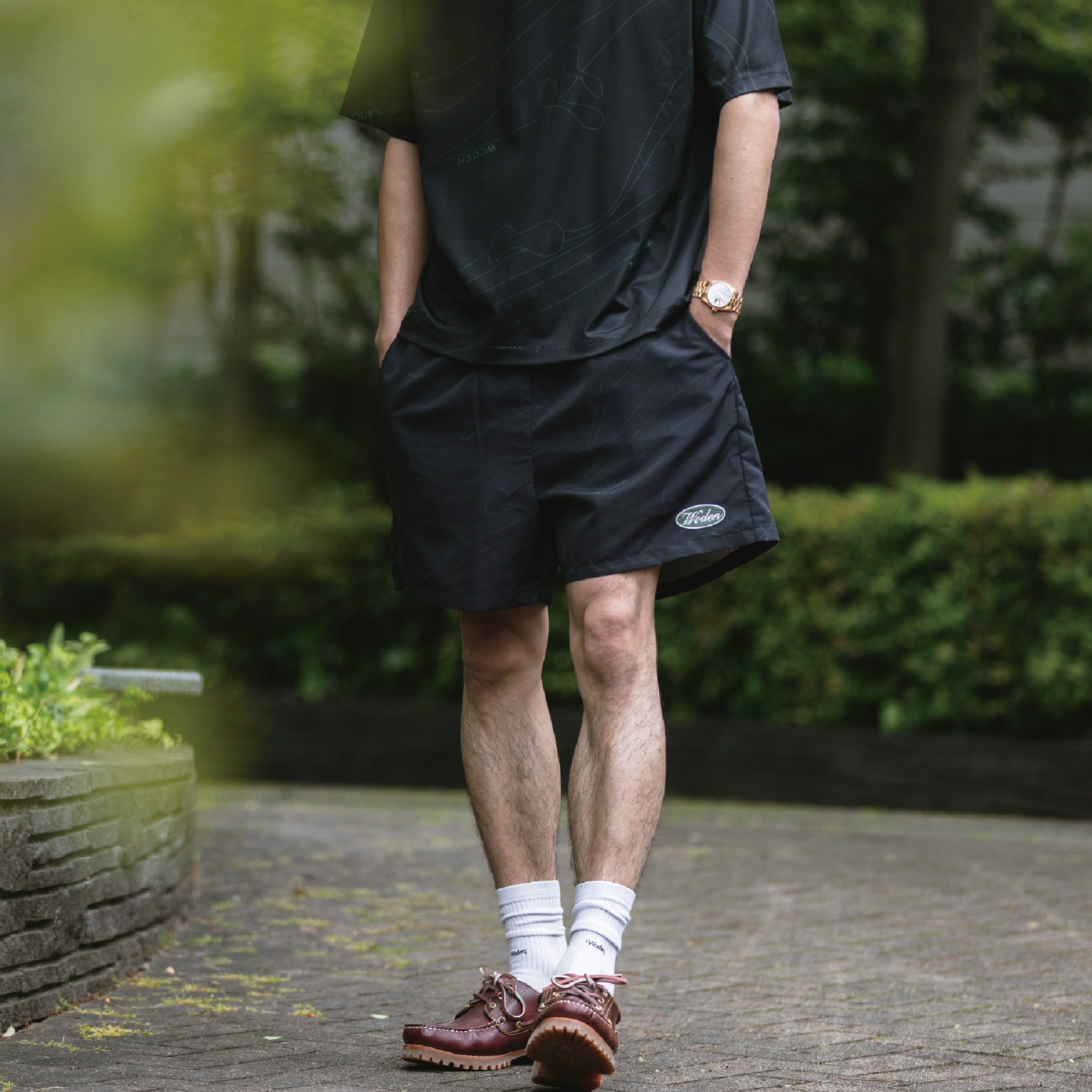 WODEN® Contour lines Nylon Shorts 流線圖像尼龍短褲