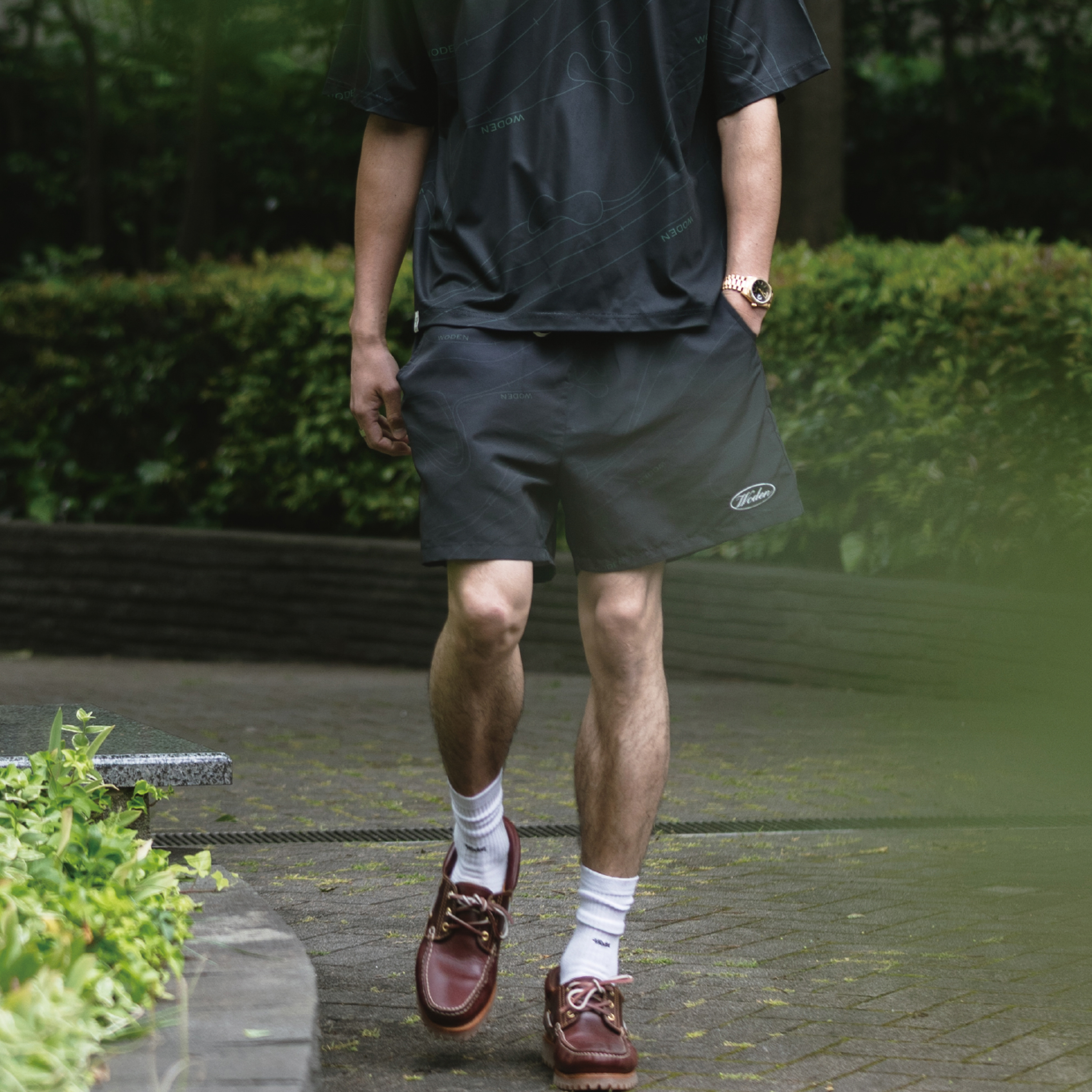WODEN® Contour lines Nylon Shorts 流線圖像尼龍短褲