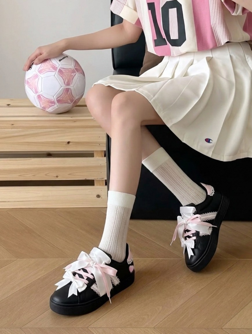 【訂製鞋款】Adidas Daily 4.0 暗夜桃心 酷甜 少女 蝴蝶結 黑粉 KH8004（Team2074-暗夜桃心）