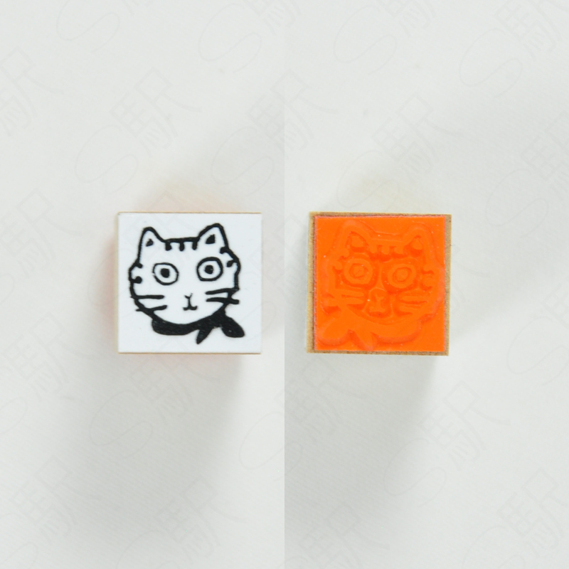 虎斑貓 北岸由美聯名 迷你 木頭印章｜Sanby 日本