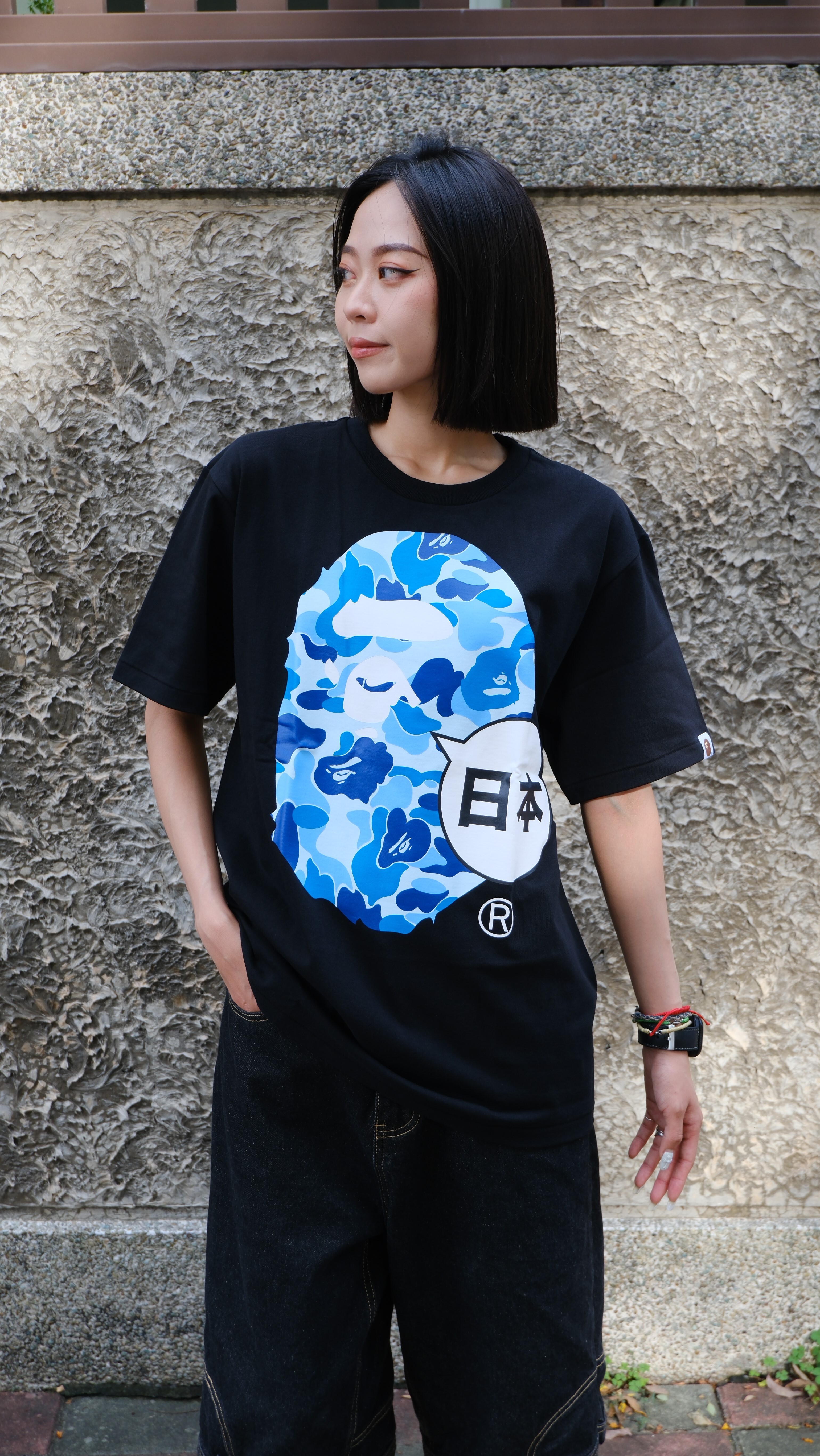 BAPE japan 日本 限定 大猿頭 黑藍 短tee 1K72110134