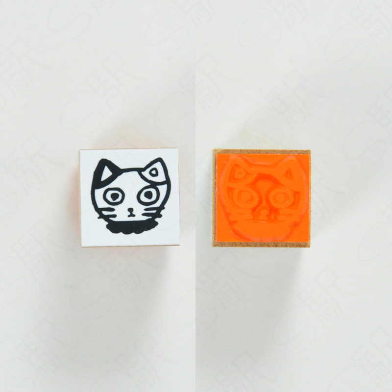 三花貓 北岸由美聯名 迷你 木頭印章｜Sanby 日本