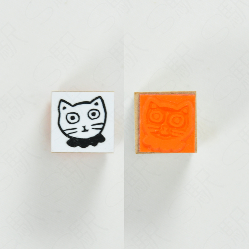 白貓 北岸由美聯名 迷你 木頭印章｜Sanby 日本