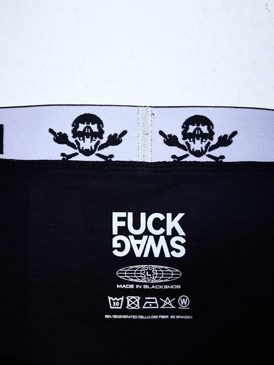 BLACK8MOB F*UCKSWAG Middle Finger Skull Boxer Briefs Underwear
