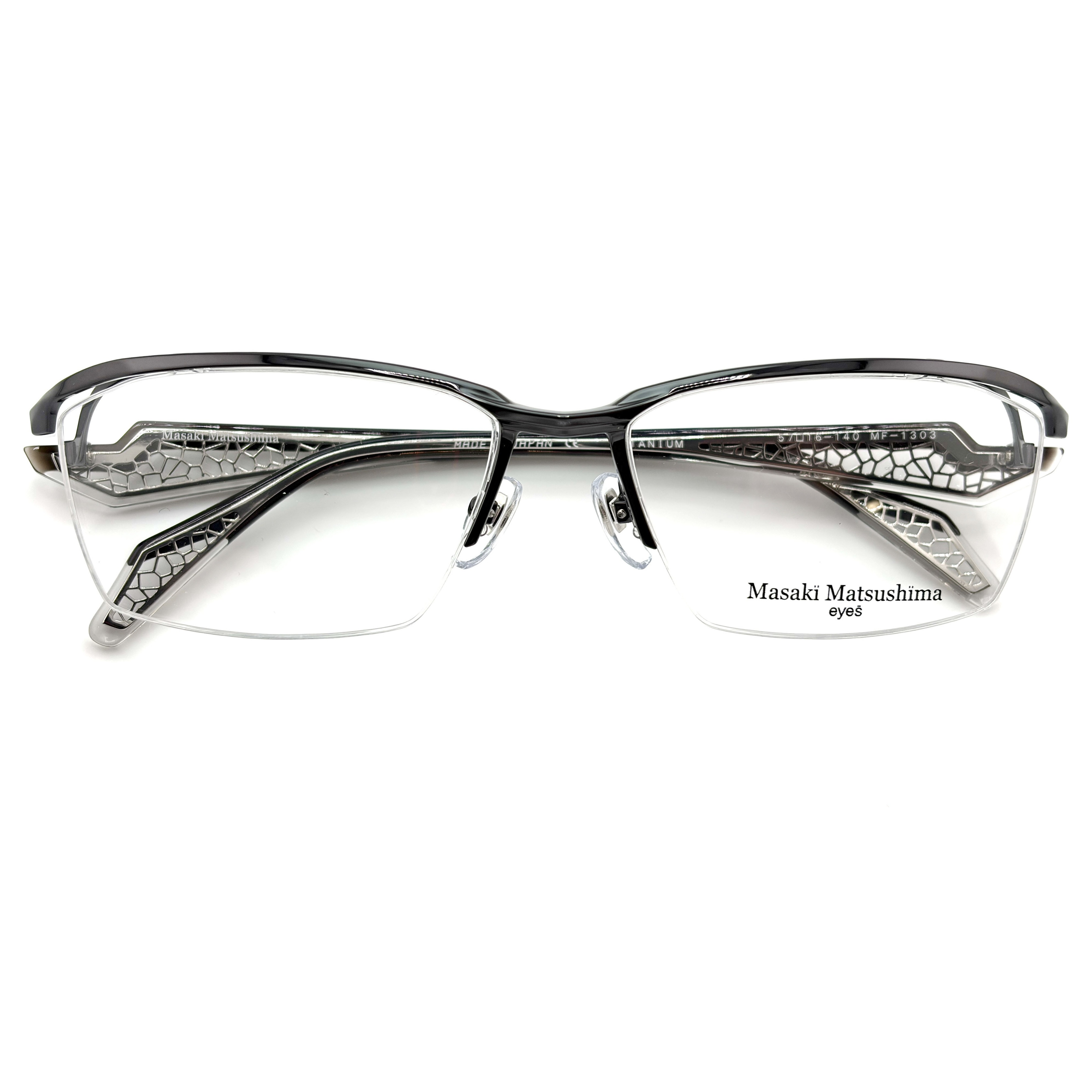 【Masaki】MF1303 C3 方框光學眼鏡 日本製鈦金屬(面#鐡灰色|腳#黑搭銀色)