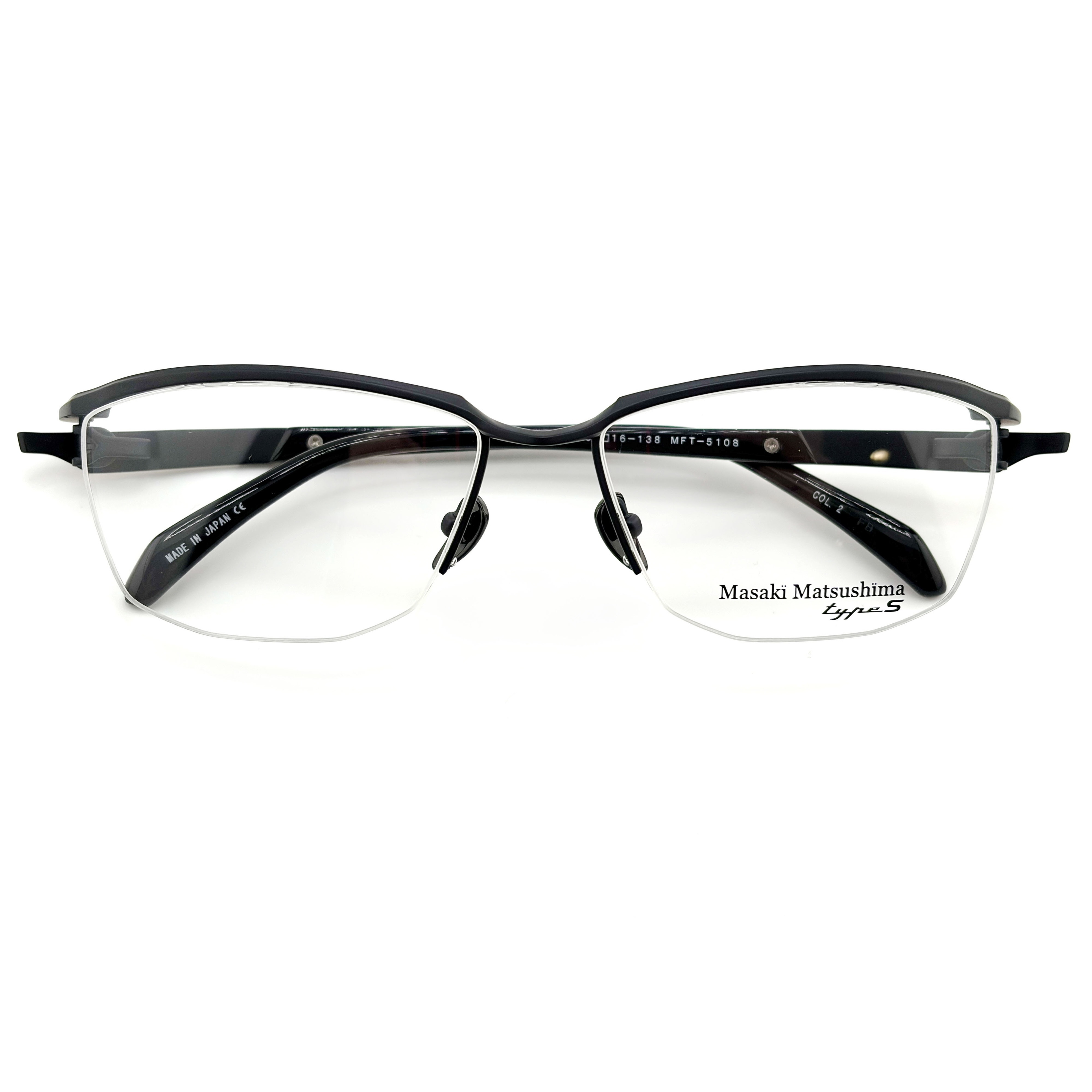【Masaki】MFT5108 C2 方框光學眼鏡 type S系列 日本製鈦金屬(面#霧黑色|腳#黑搭金色)