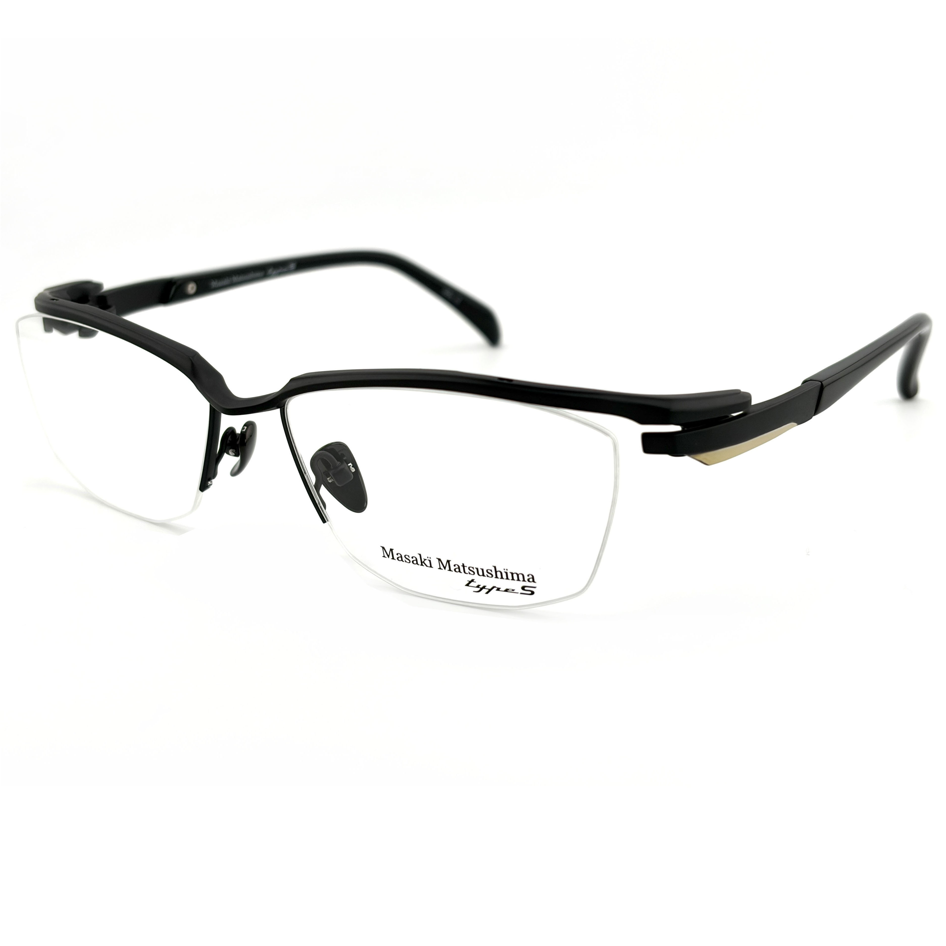 【Masaki】MFT5108 C2 方框光學眼鏡 type S系列 日本製鈦金屬(面#霧黑色|腳#黑搭金色)