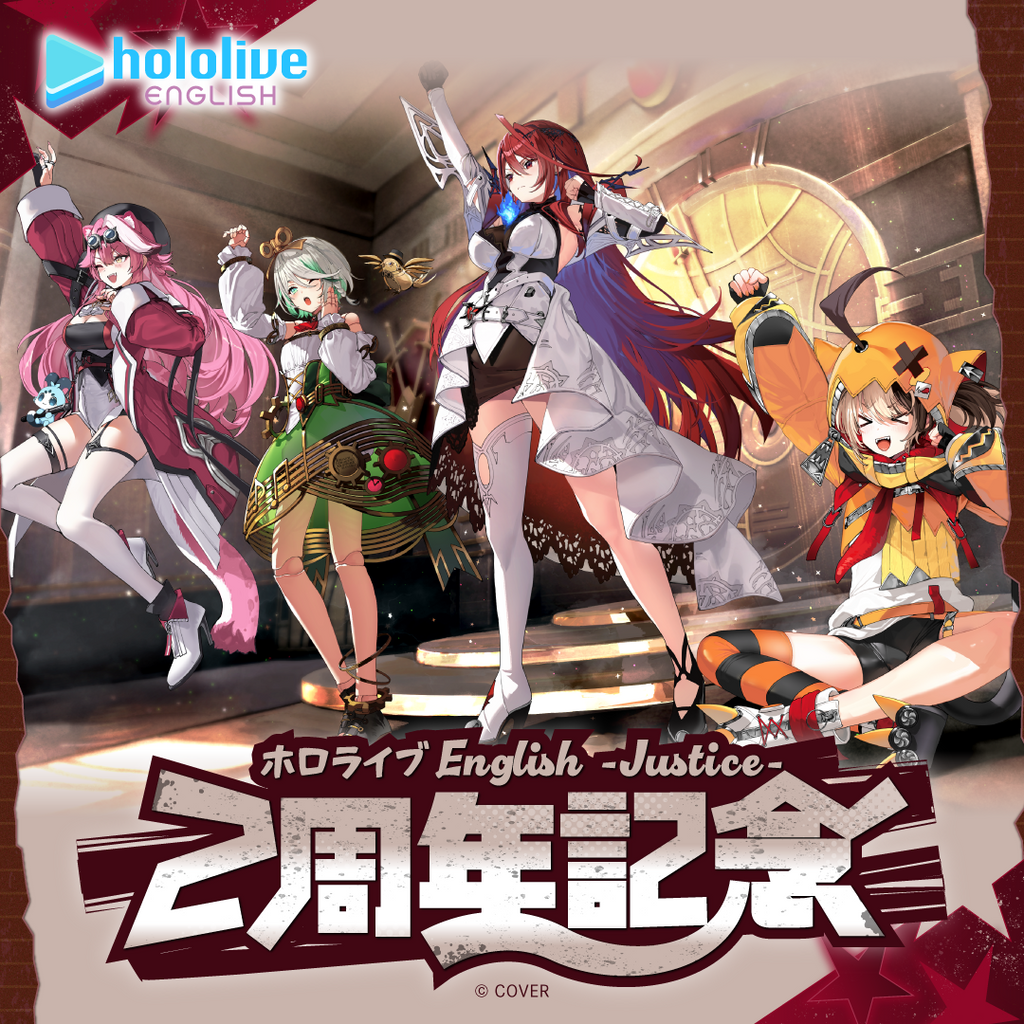 「官品代購」hololive English -Justice- 2周年記念  (Elizabeth Rose Bloodflame💄/Gigi Murin👧/Cecilia Immergreen🍵/Raora Panthera🐱)