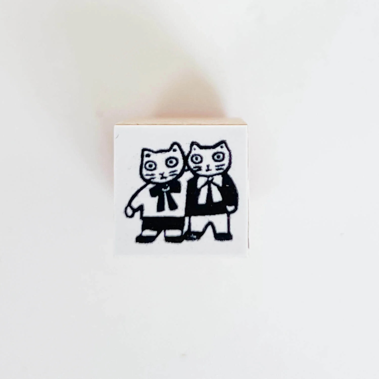 兩隻小貓 北岸由美聯名 迷你 木頭印章｜Sanby 日本