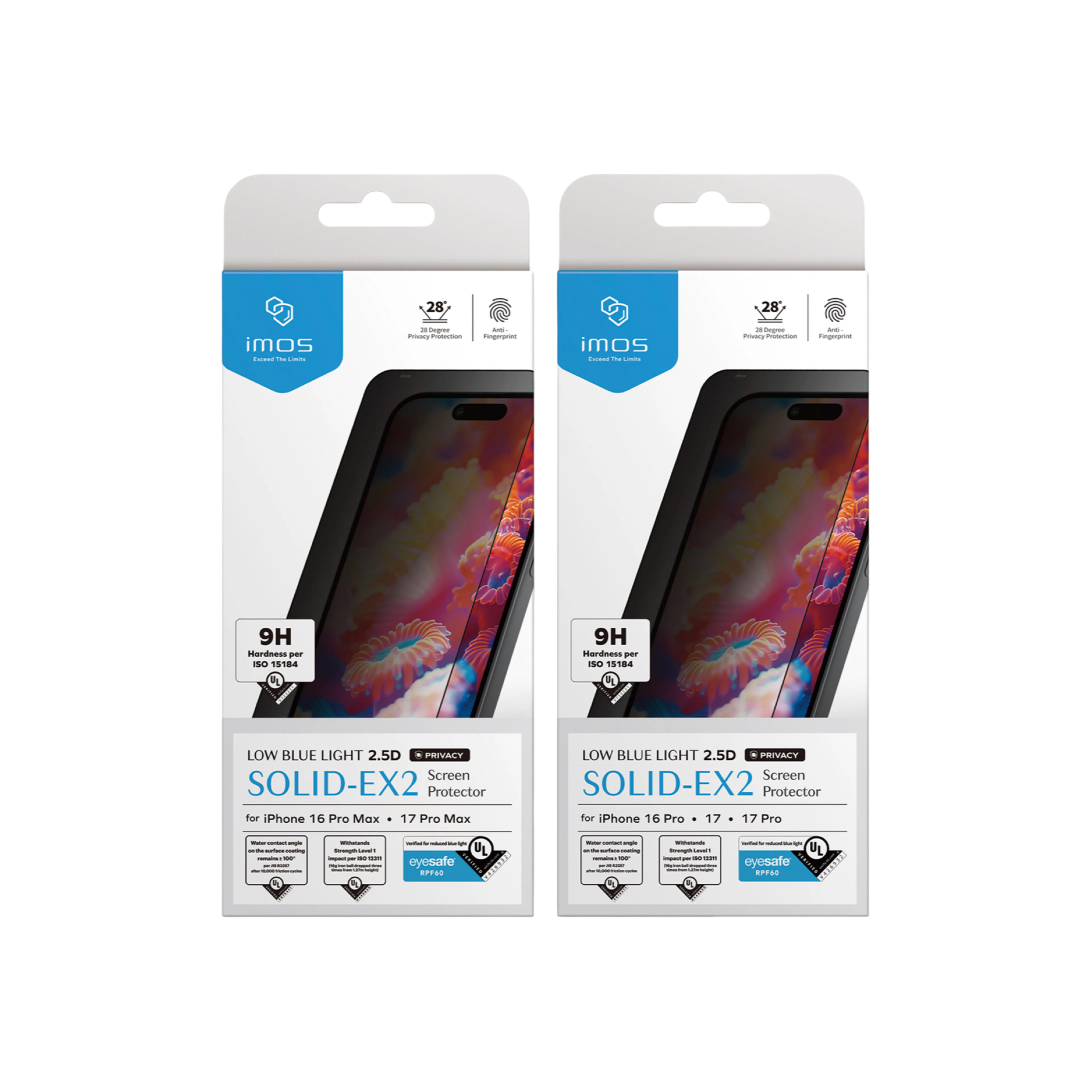 imos iPhone 16 系列 2.5D 低藍光防窺玻璃螢幕保護貼