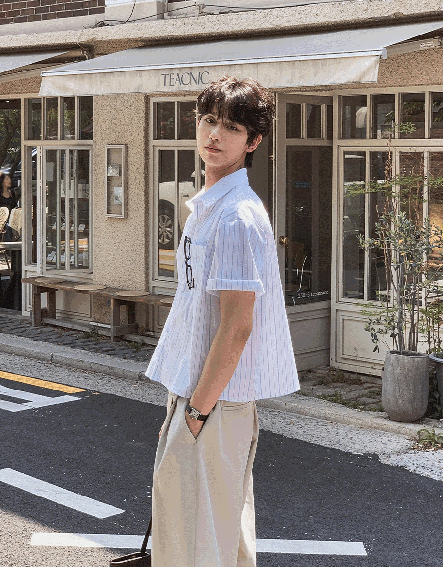 Ness striped short-sleeved shirt