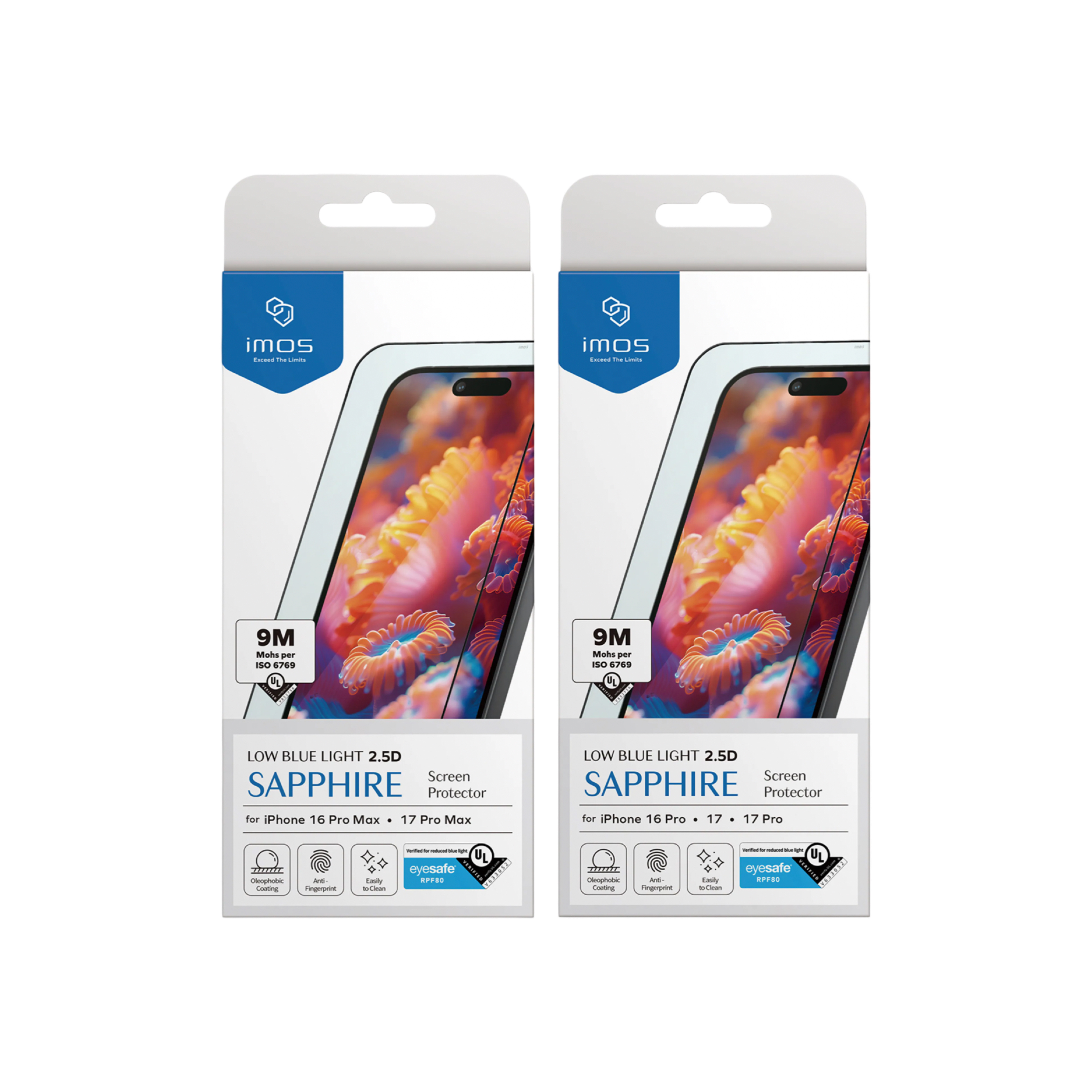 imos iPhone 16 系列 2.5D 低藍光藍寶石螢幕保護貼