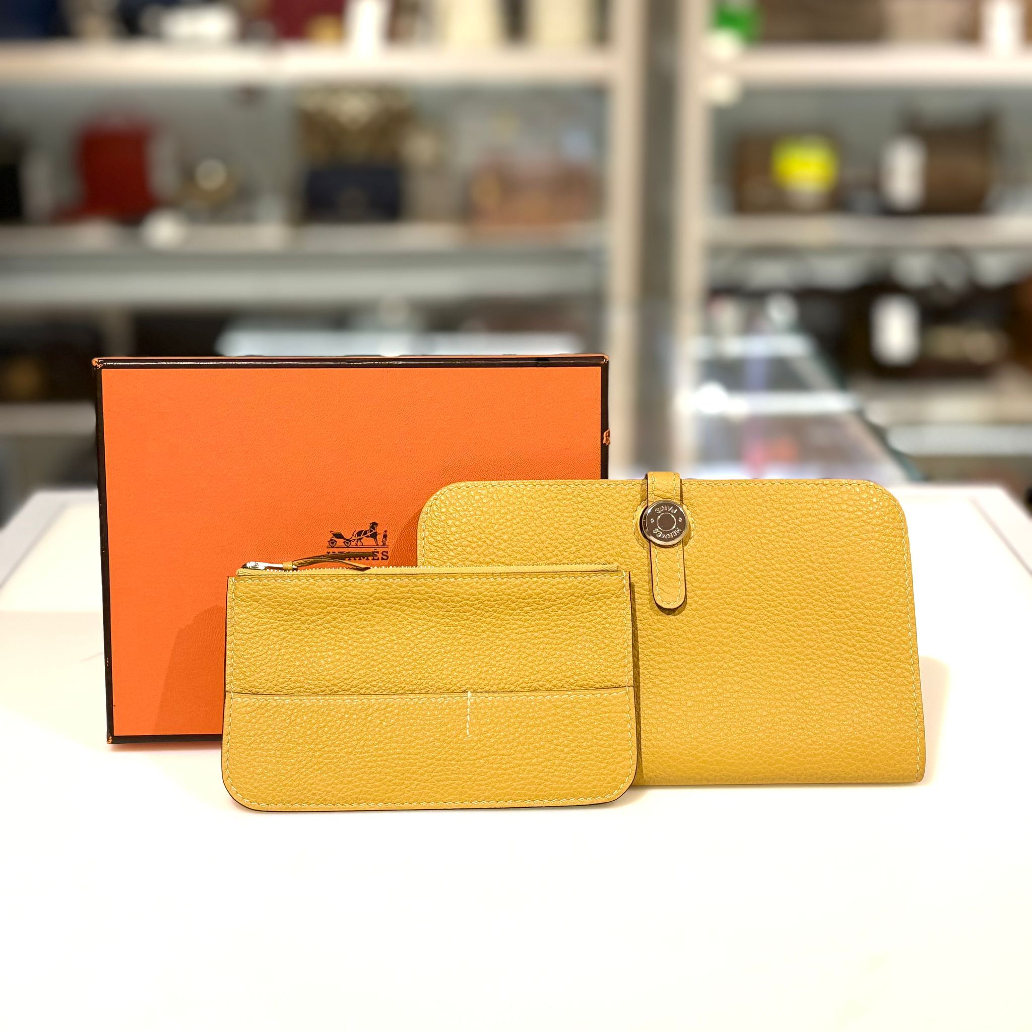 全新HERMES長銀包, 9D琥珀黃TC皮銀扣, 框 K , DOGON GM WALLET, #BRAND NEW #香榭站正品