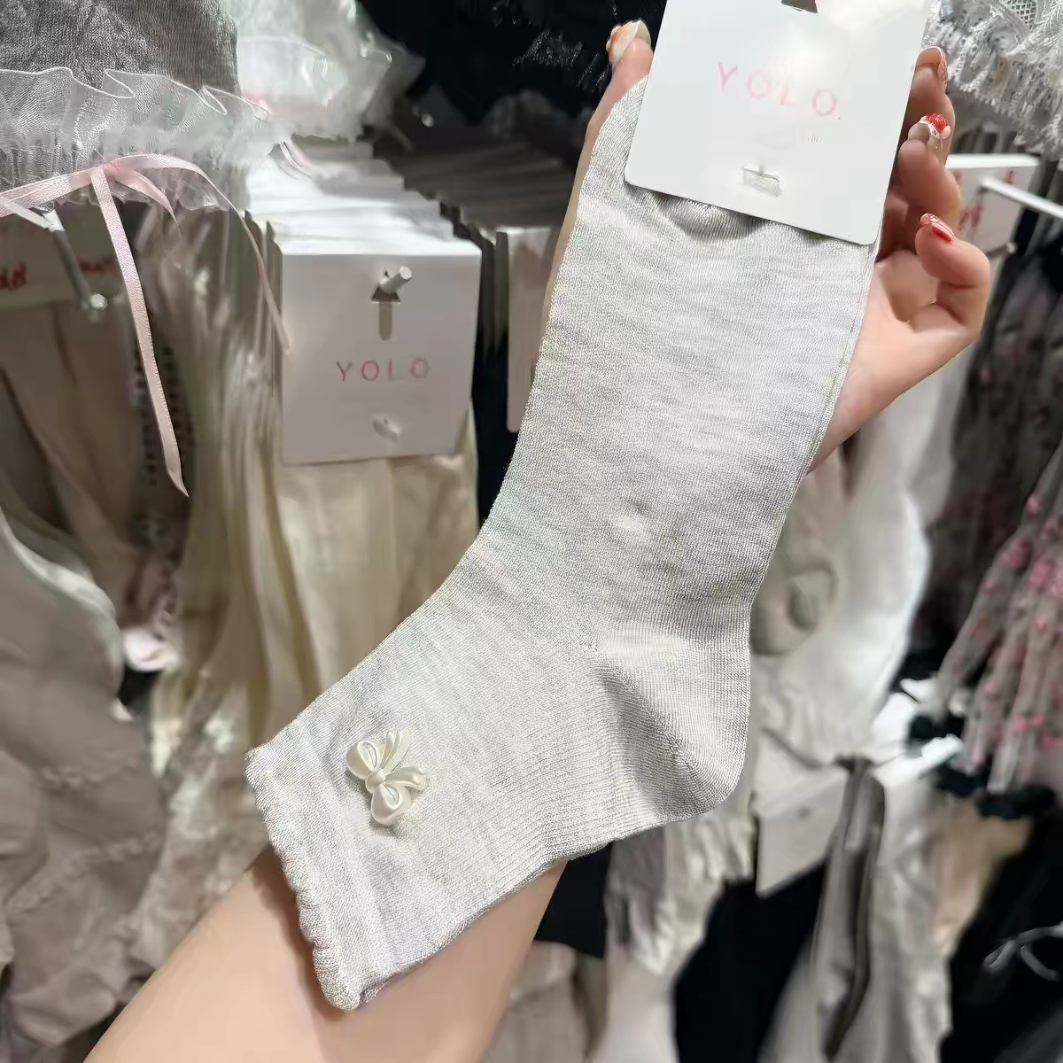 珠光結短襪