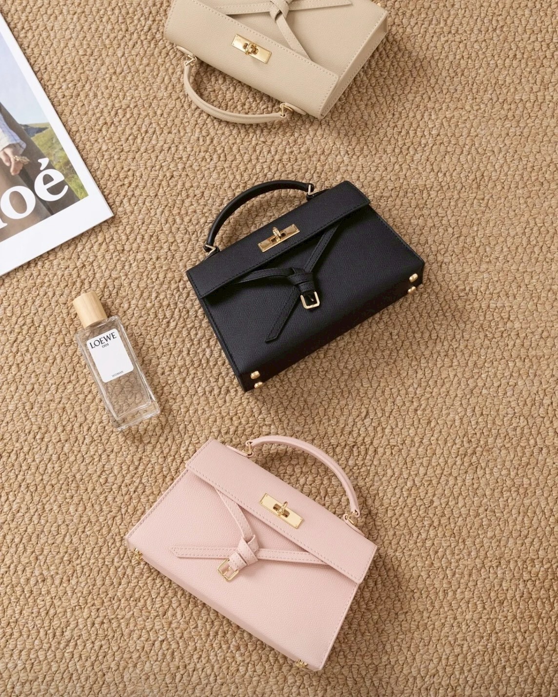 CHARLES & KEITH 小CK Tricha 綁帶手提包 肩背包 荔枝紋 4色