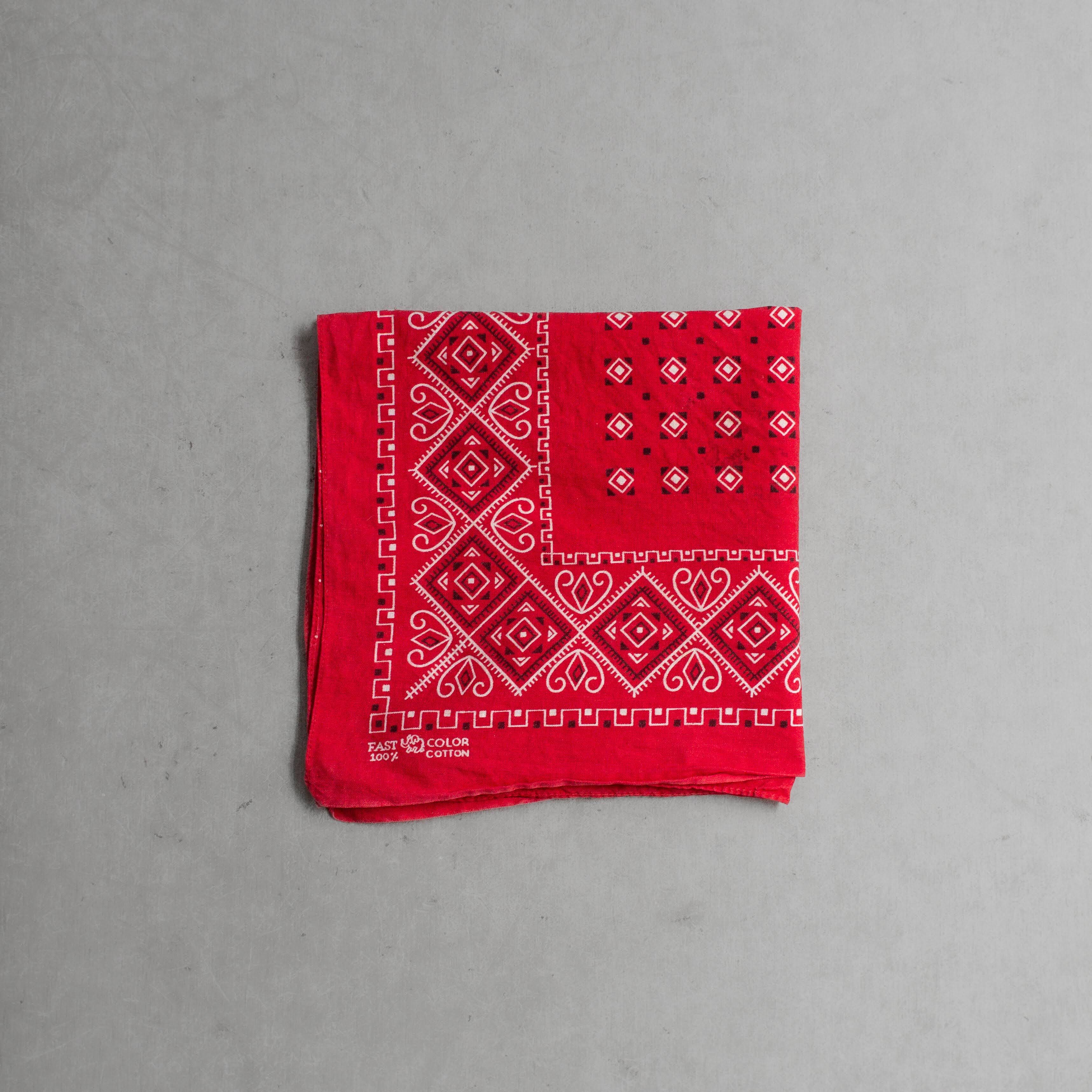 60S ELEPHANT TRUNK UP BANDANA 美國製 大象 上鼻 純棉 紅色 領巾 方巾 A