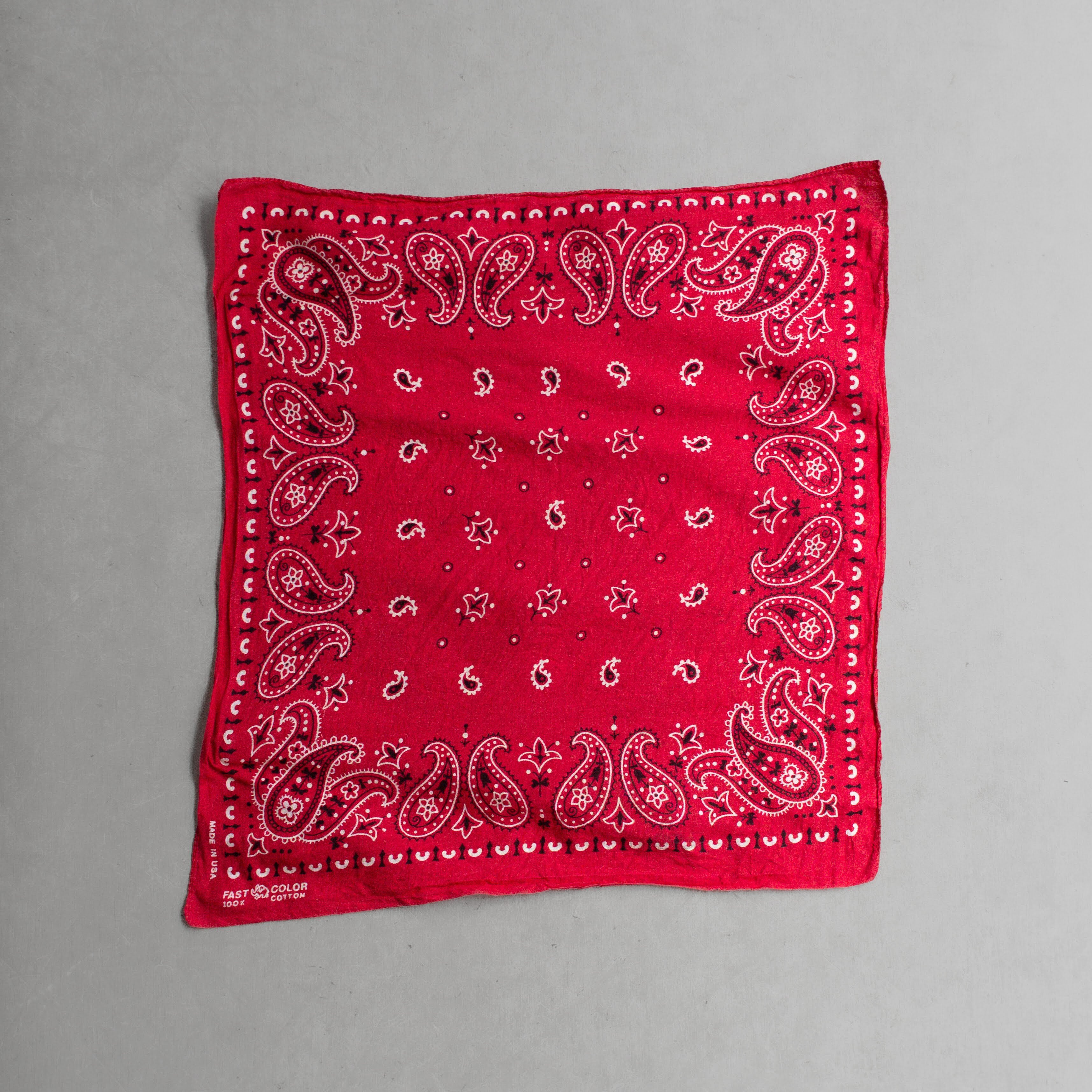 60S ELEPHANT TRUNK UP BANDANA 美國製 大象 上鼻 純棉 紅色 領巾 方巾 B