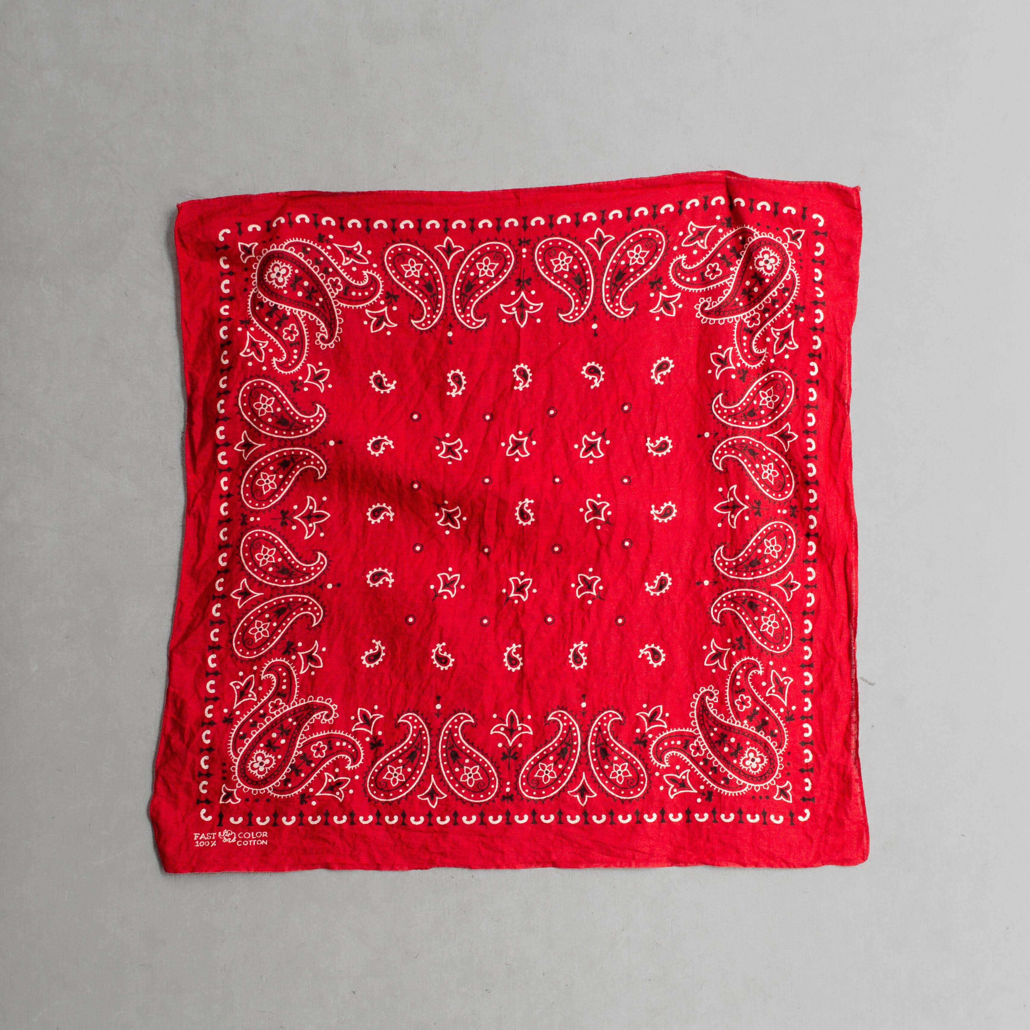 60S ELEPHANT TRUNK UP BANDANA 美國製 大象 上鼻 純棉 紅色 領巾 方巾 C