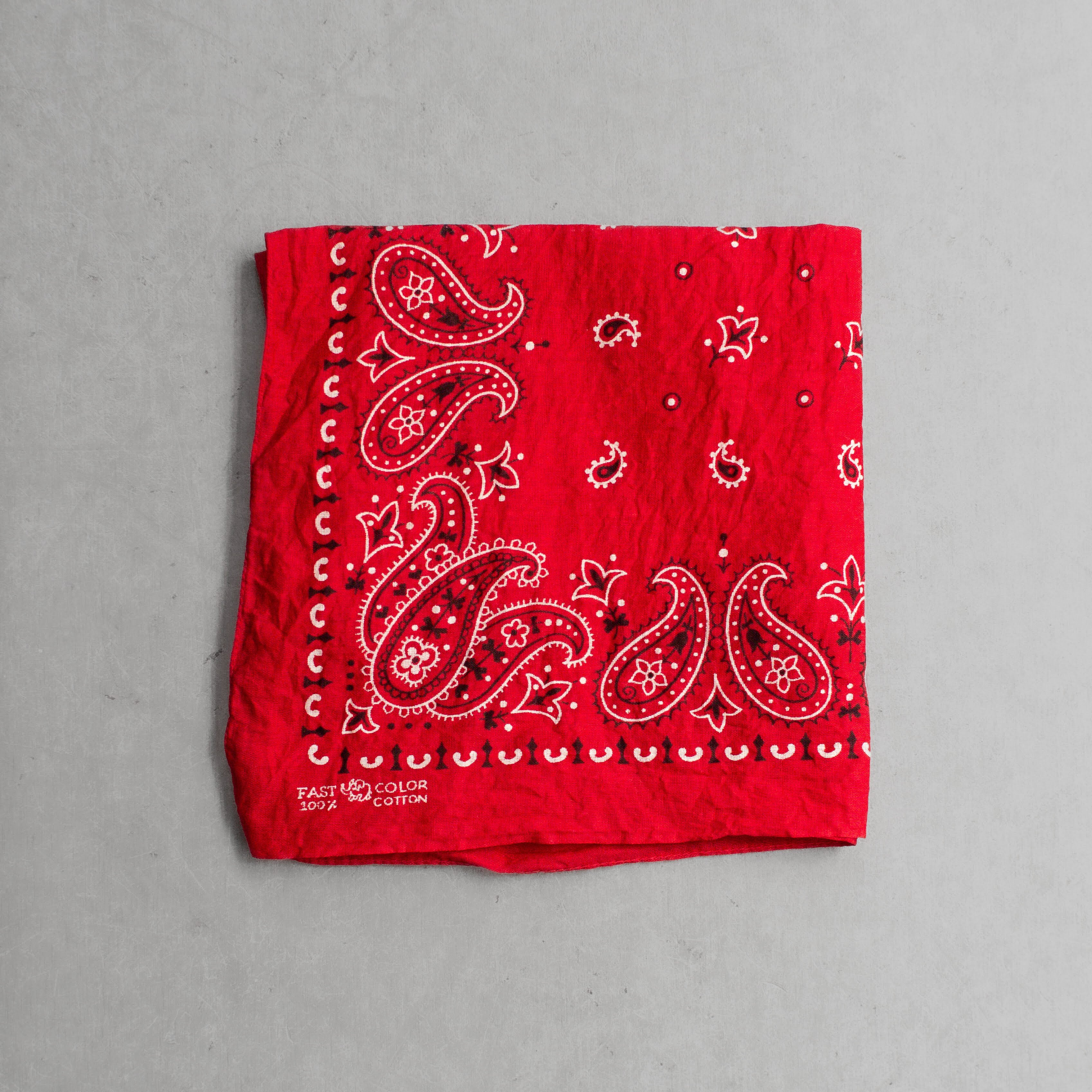 60S ELEPHANT TRUNK UP BANDANA 美國製 大象 上鼻 純棉 紅色 領巾 方巾 C