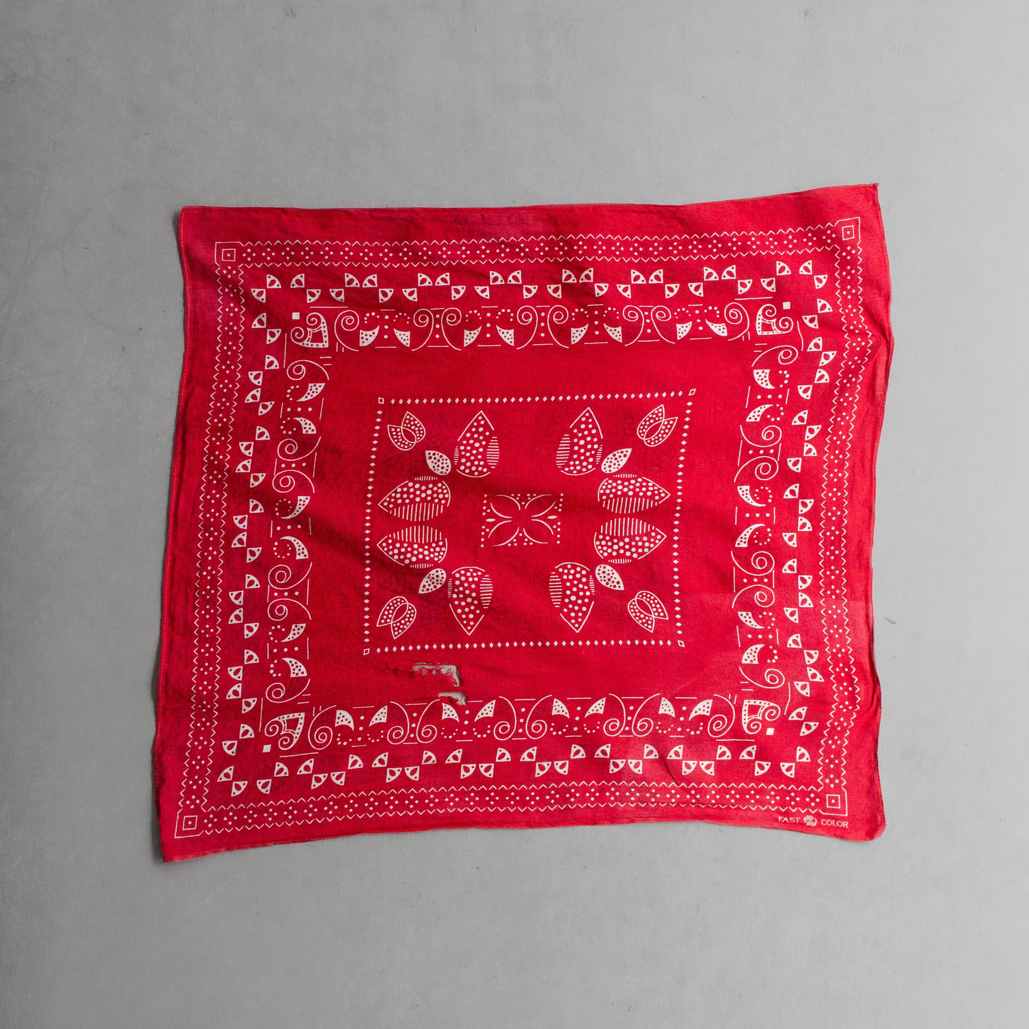 50-60S ELEPHANT TRUNK UP BANDANA 美國製 大象 上鼻 純棉 紅色 方巾 D