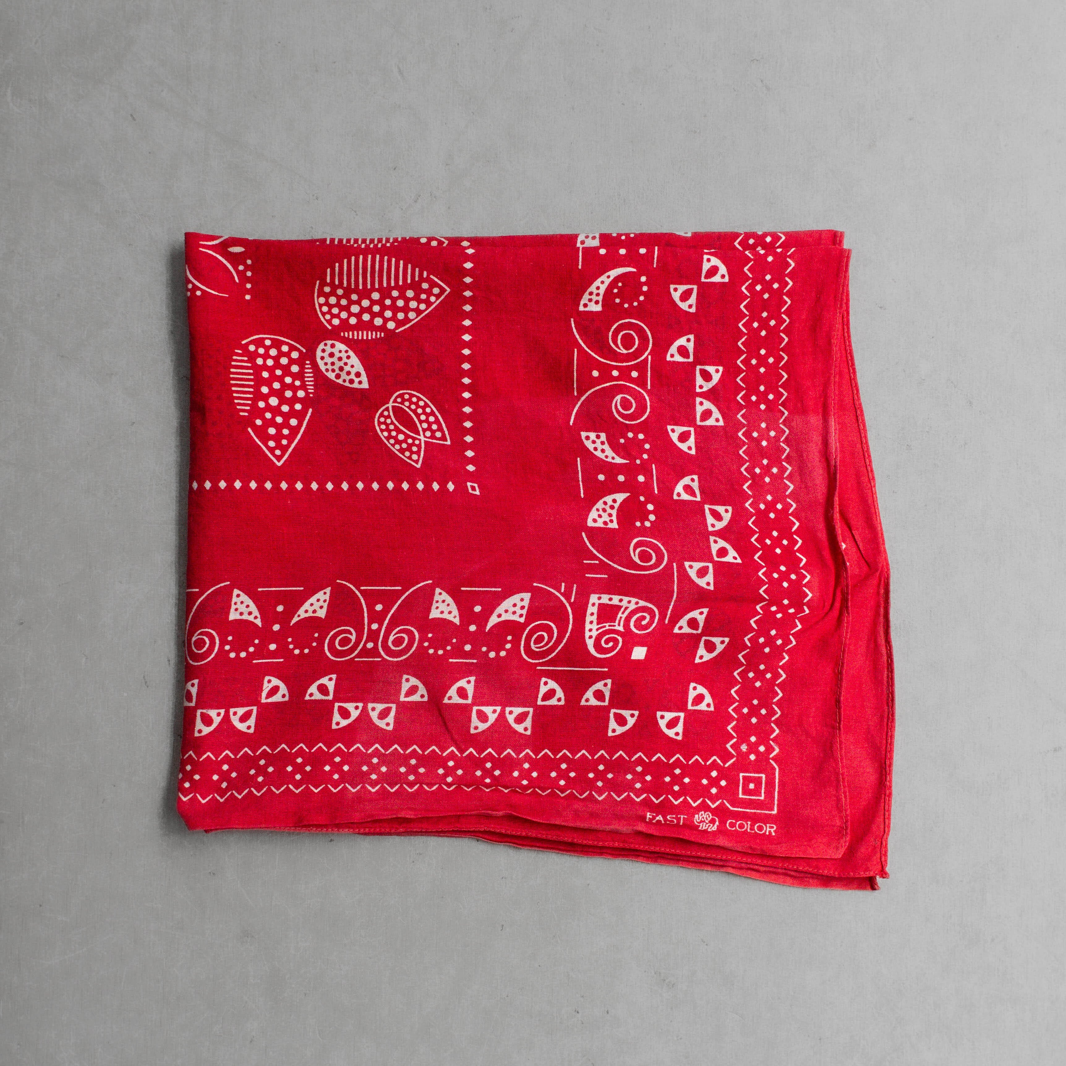 50-60S ELEPHANT TRUNK UP BANDANA 美國製 大象 上鼻 純棉 紅色 方巾 D