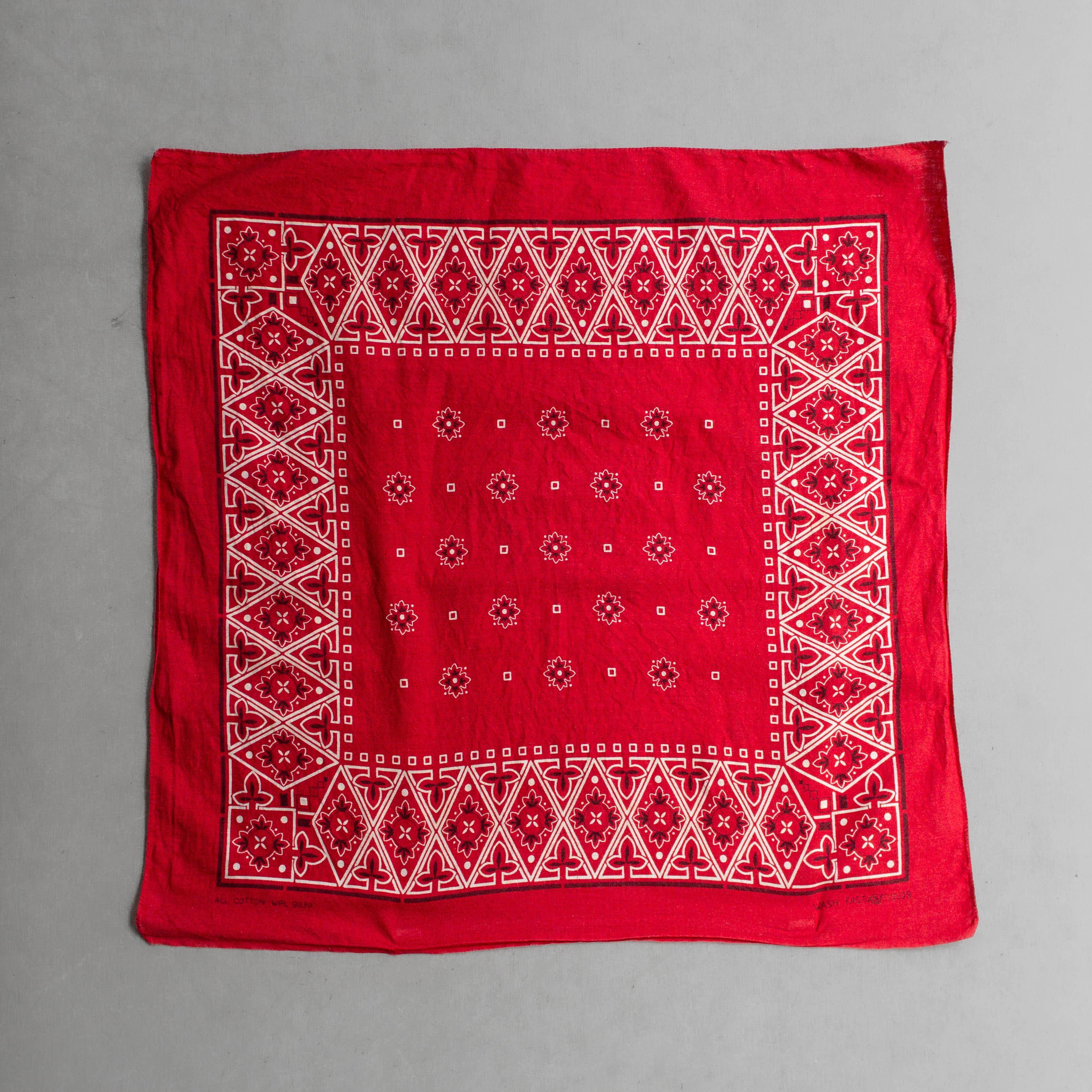 50S TIGER BRAND BANDANA 美國製 老虎頭 純棉 紅色 領巾 方巾 F