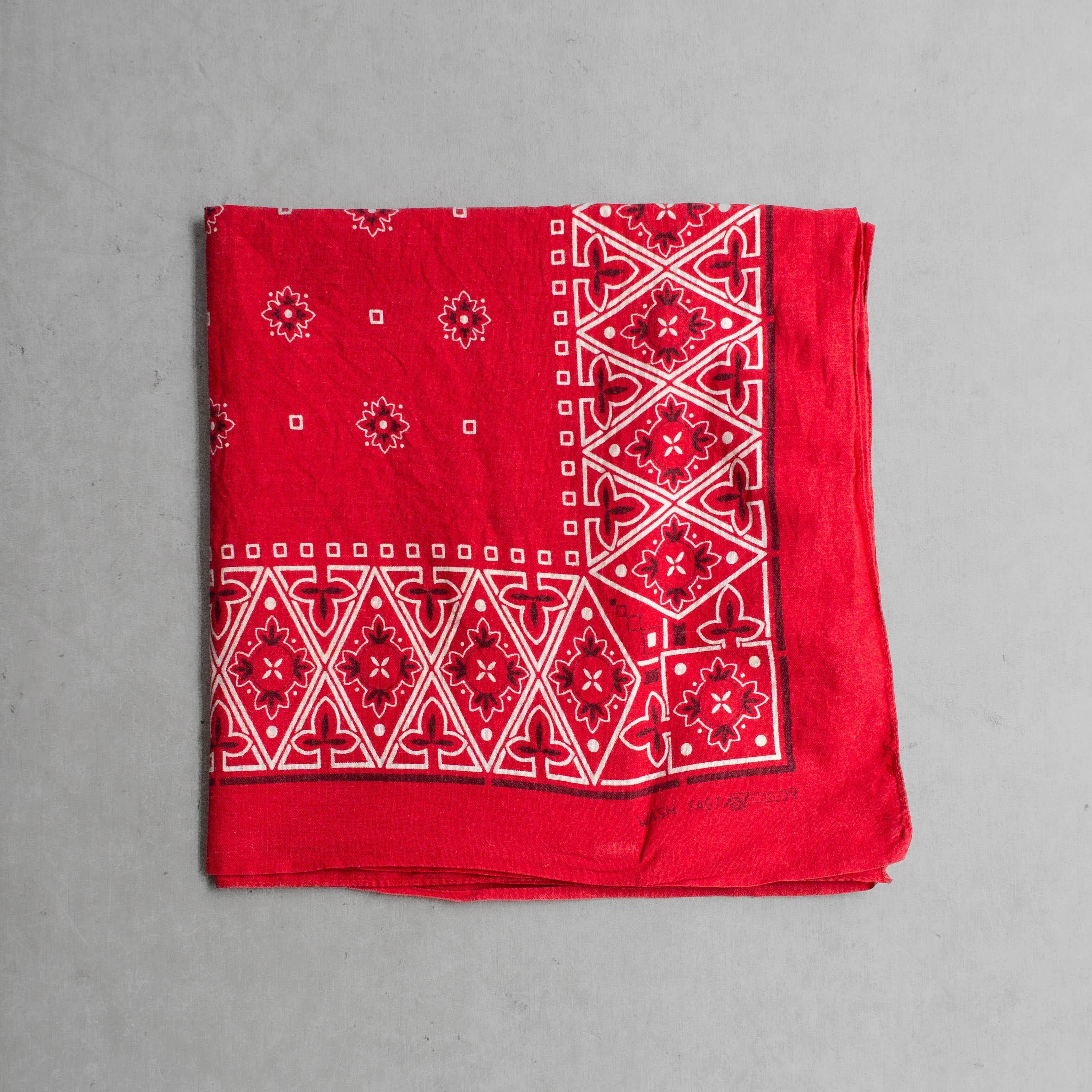 50S TIGER BRAND BANDANA 美國製 老虎頭 純棉 紅色 領巾 方巾 F