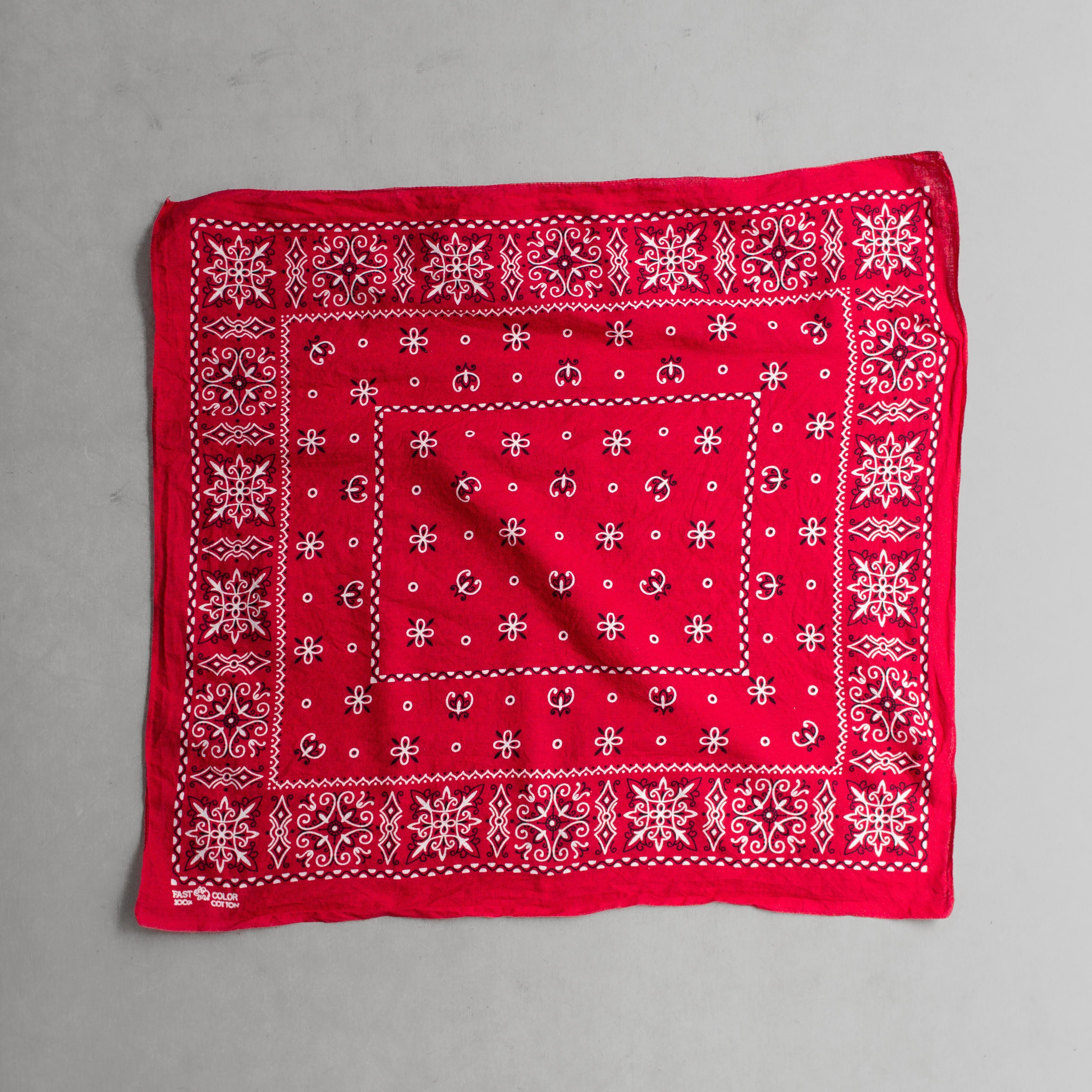 60S ELEPHANT TRUNK UP BANDANA 美國製 大象 上鼻 純棉 紅色 領巾 方巾 G