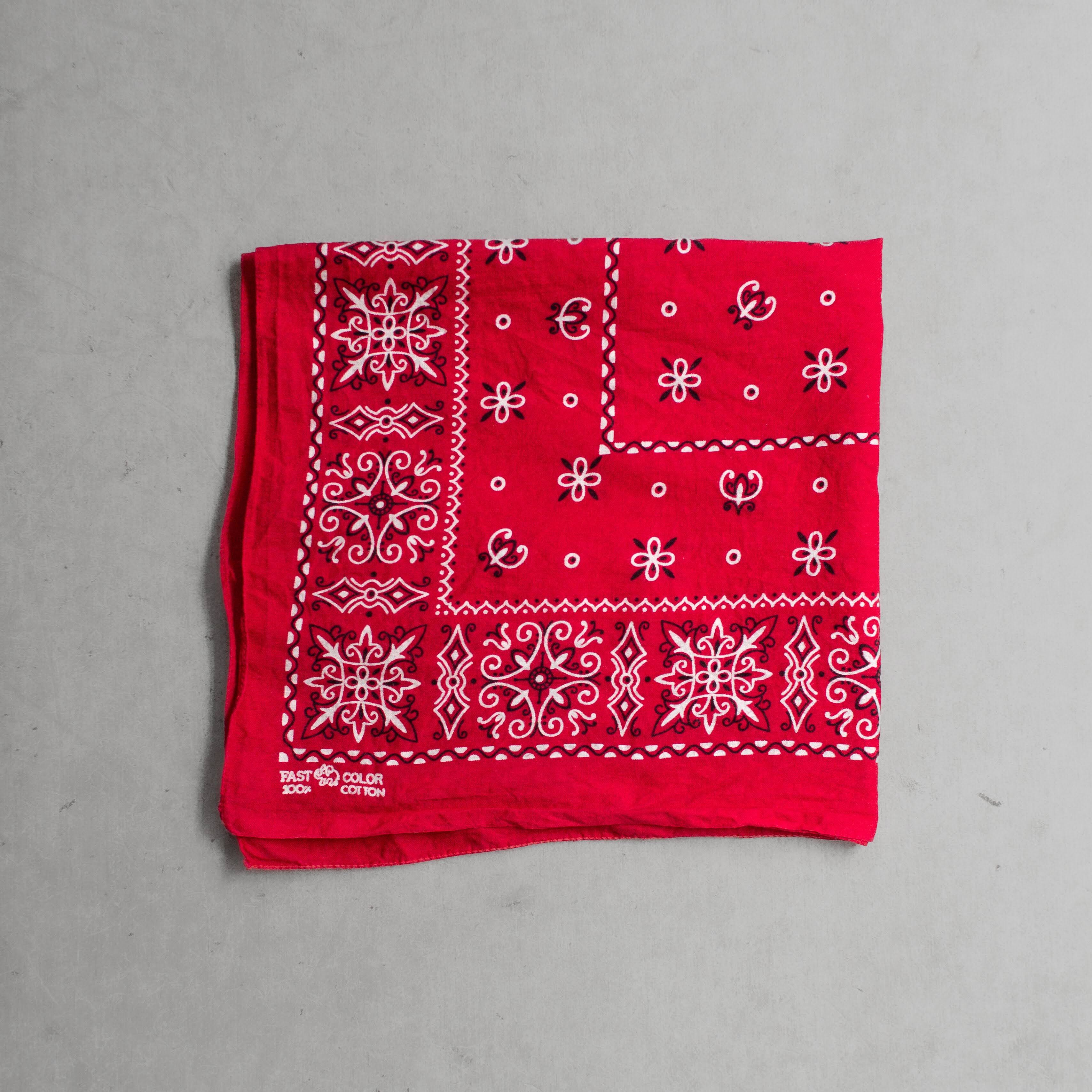 60S ELEPHANT TRUNK UP BANDANA 美國製 大象 上鼻 純棉 紅色 領巾 方巾 G