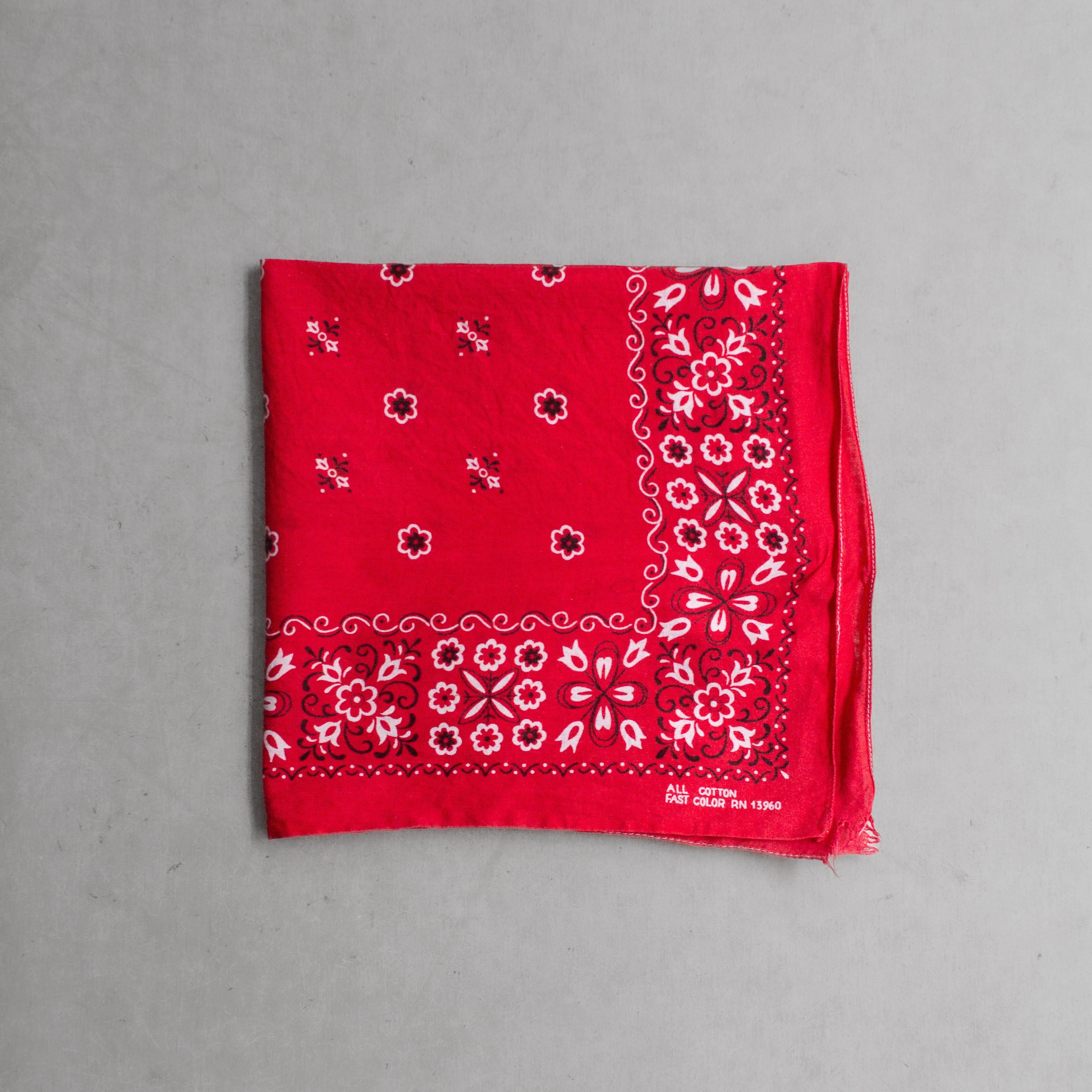 60-70S PARIS ACCESSORIES BANDANA 美國製 純棉 紅色 領巾 方巾 H