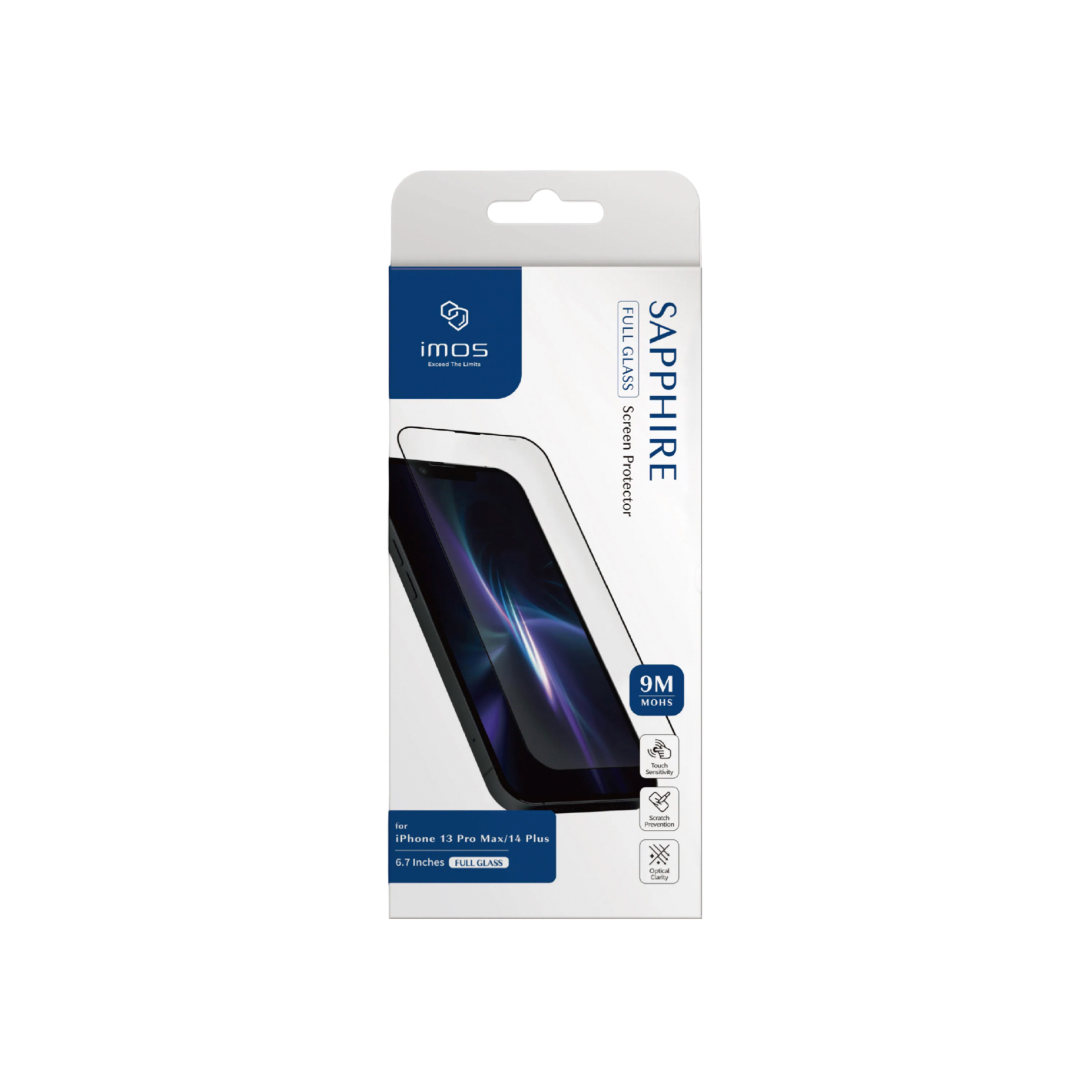 imos iPhone 13 Pro Max / 14 Plus 2.5D 藍寶石螢幕保護貼