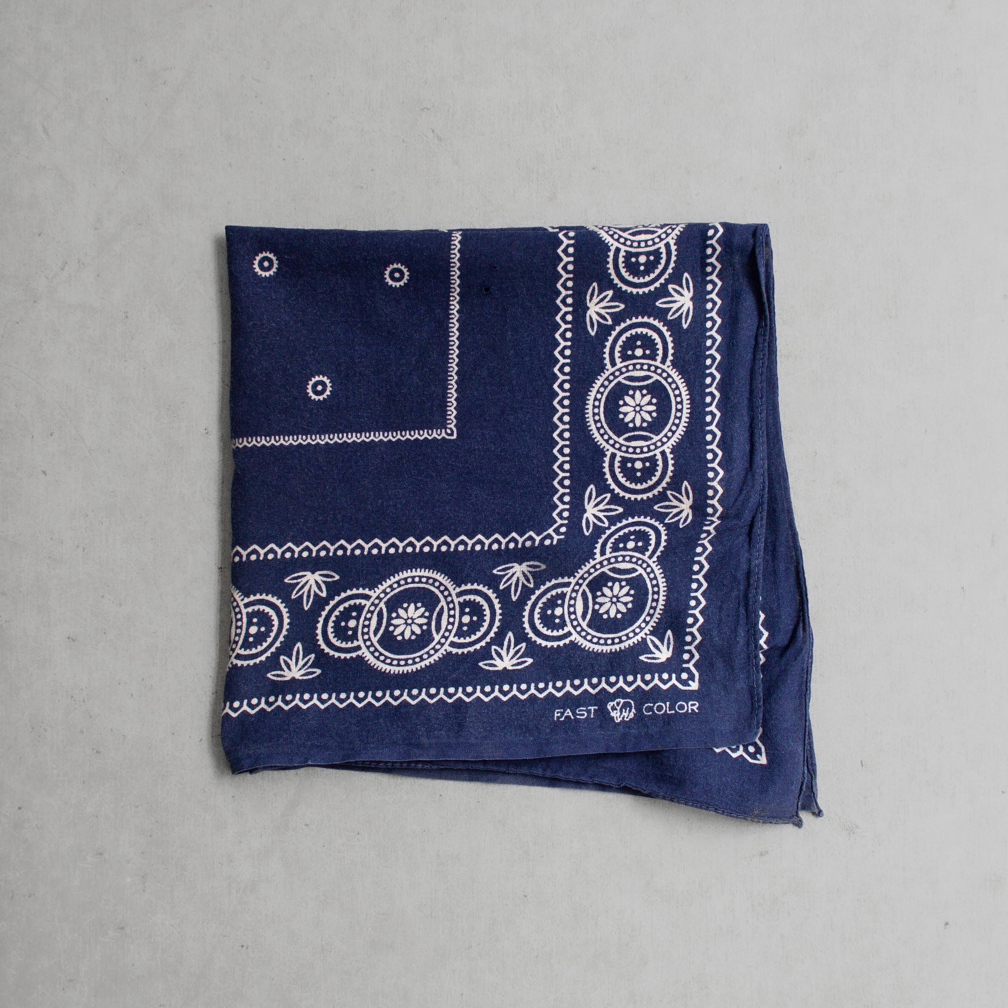 50S ELEPHANT TRUNK DOWN BANDANA 美國製 大象 下鼻 純棉 深藍 方巾 J