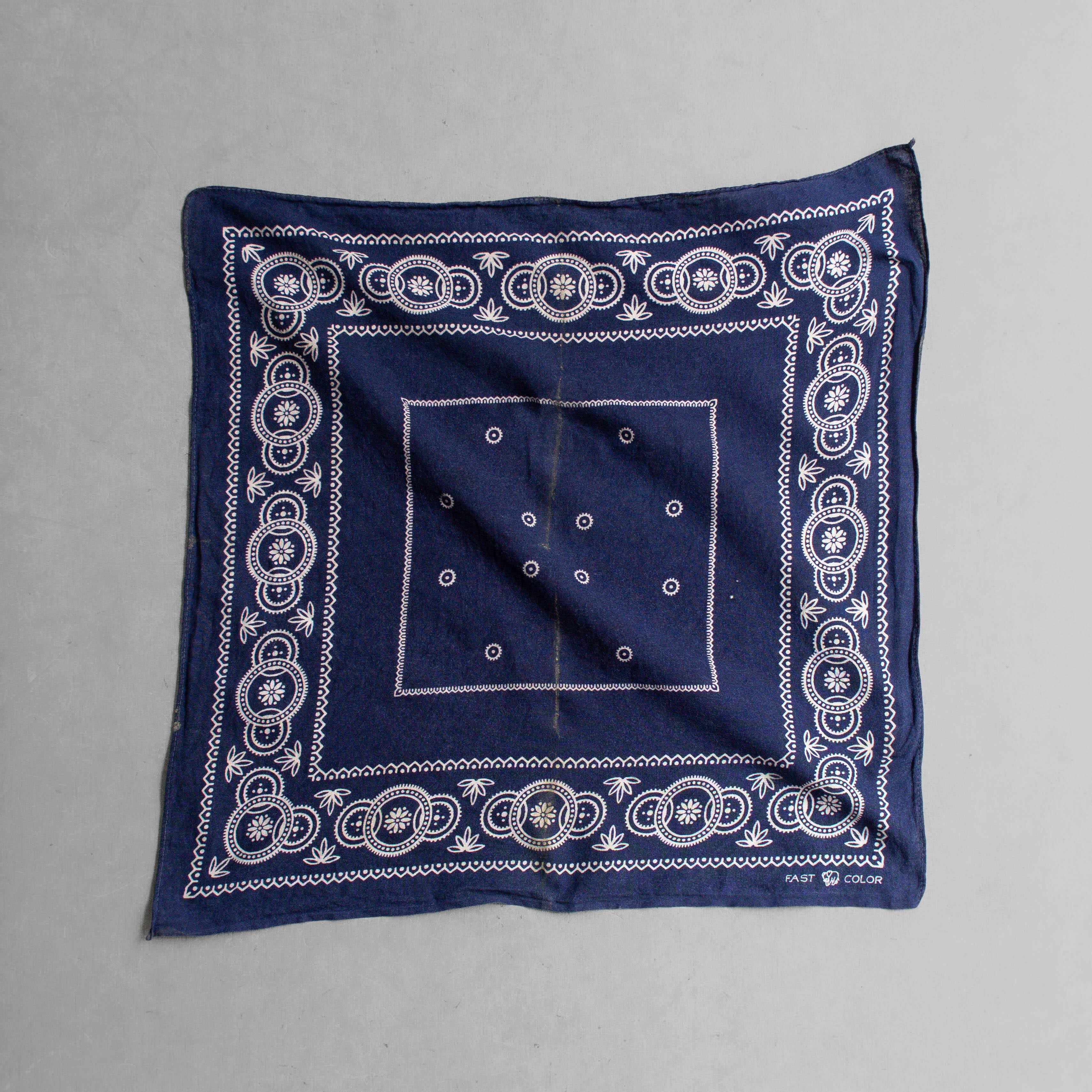 50S ELEPHANT TRUNK DOWN BANDANA 美國製 大象 下鼻 純棉 深藍 方巾 J