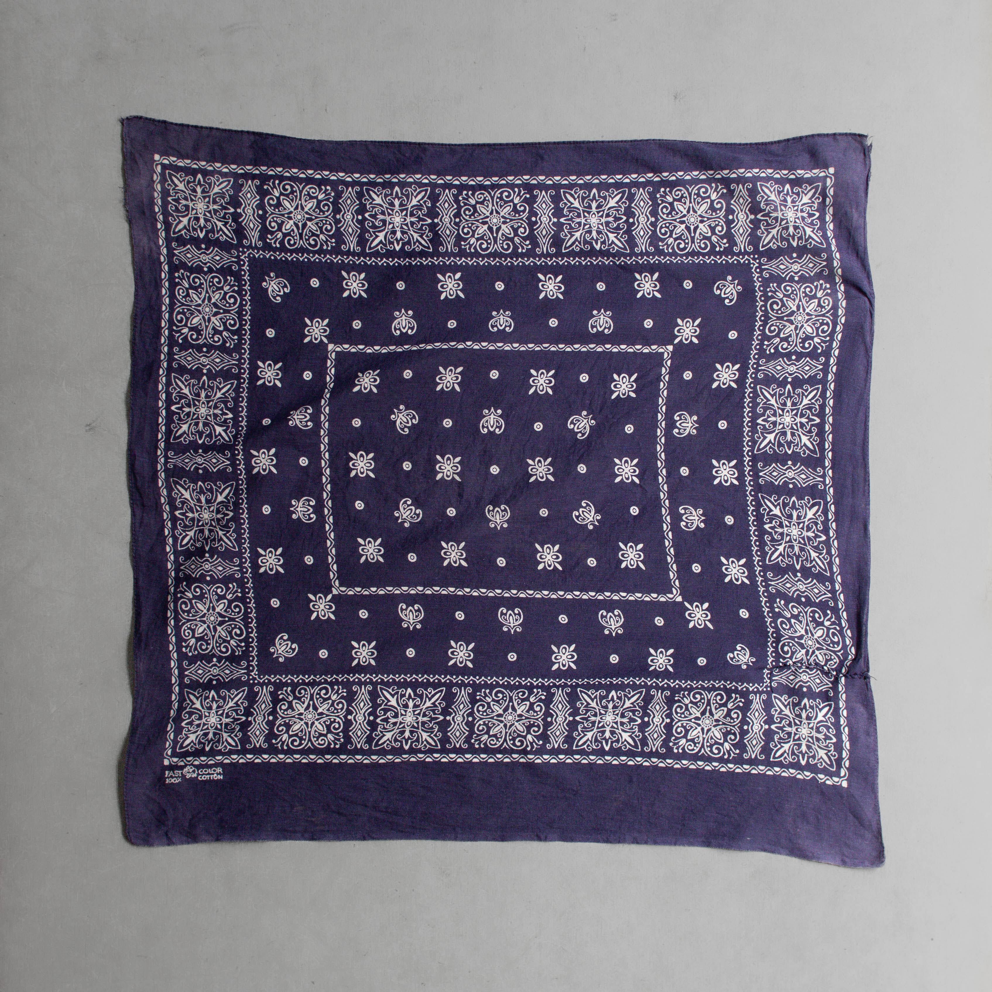 60S ELEPHANT TRUNK UP BANDANA 美國製 大象 上鼻 純棉 深藍 領巾 方巾 K