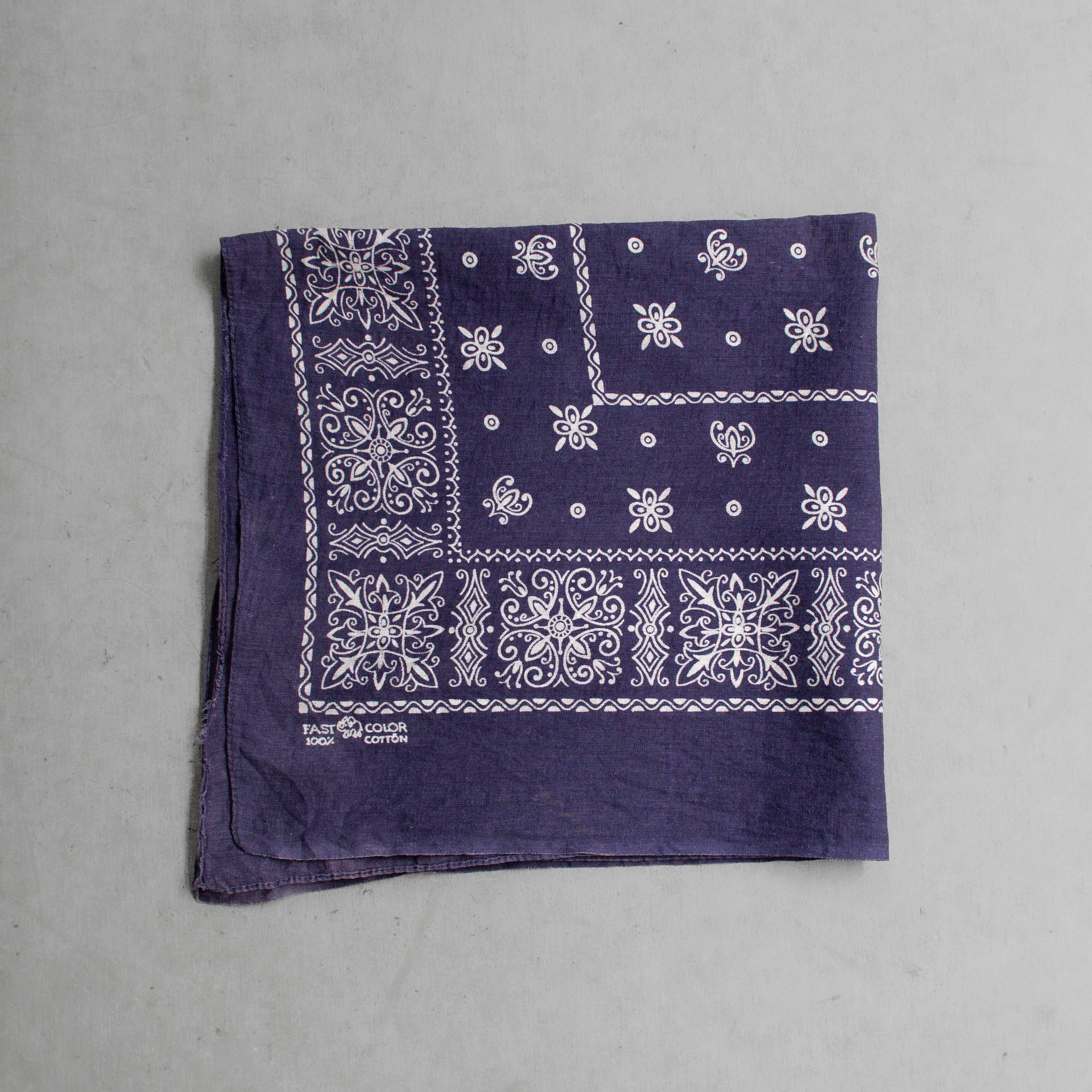 60S ELEPHANT TRUNK UP BANDANA 美國製 大象 上鼻 純棉 深藍 領巾 方巾 K
