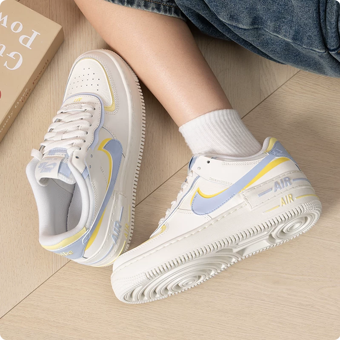 【預訂】 NIKE AIR FORCE 1 SHADOW 奶油白藍黃-WOMEN