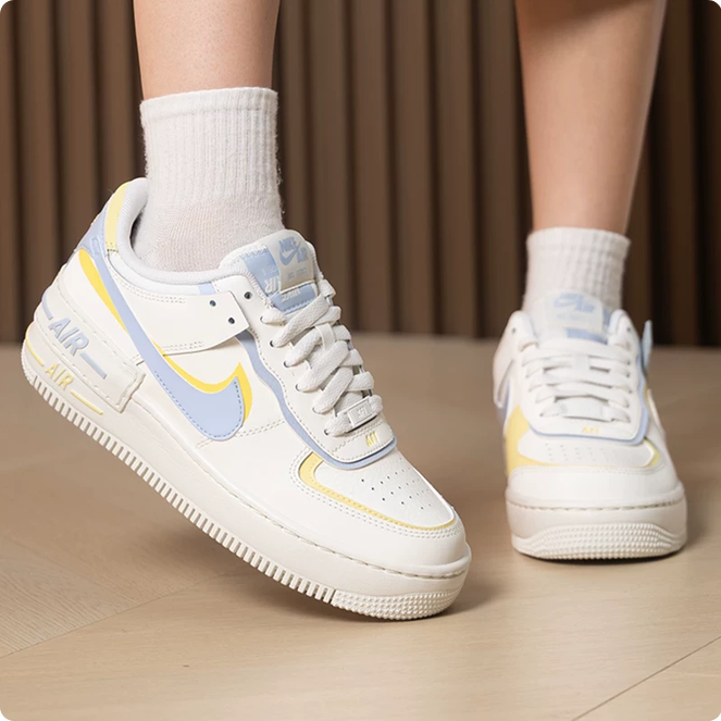 【預訂】 NIKE AIR FORCE 1 SHADOW 奶油白藍黃-WOMEN
