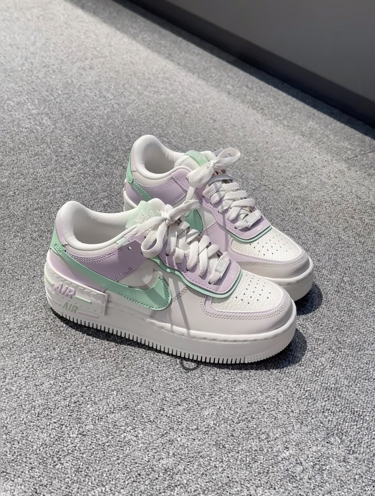 【預訂】 NIKE AIR FORCE 1 SHADOW 灰白湖水綠拼紫-WOMEN