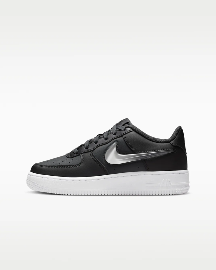 【預訂】 NIKE AIR FORCE 1 JELLY SWOOSH 黑白灰果凍剔-GS