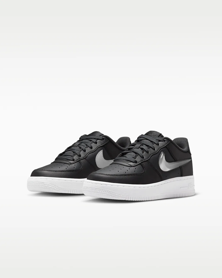 【預訂】 NIKE AIR FORCE 1 JELLY SWOOSH 黑白灰果凍剔-GS
