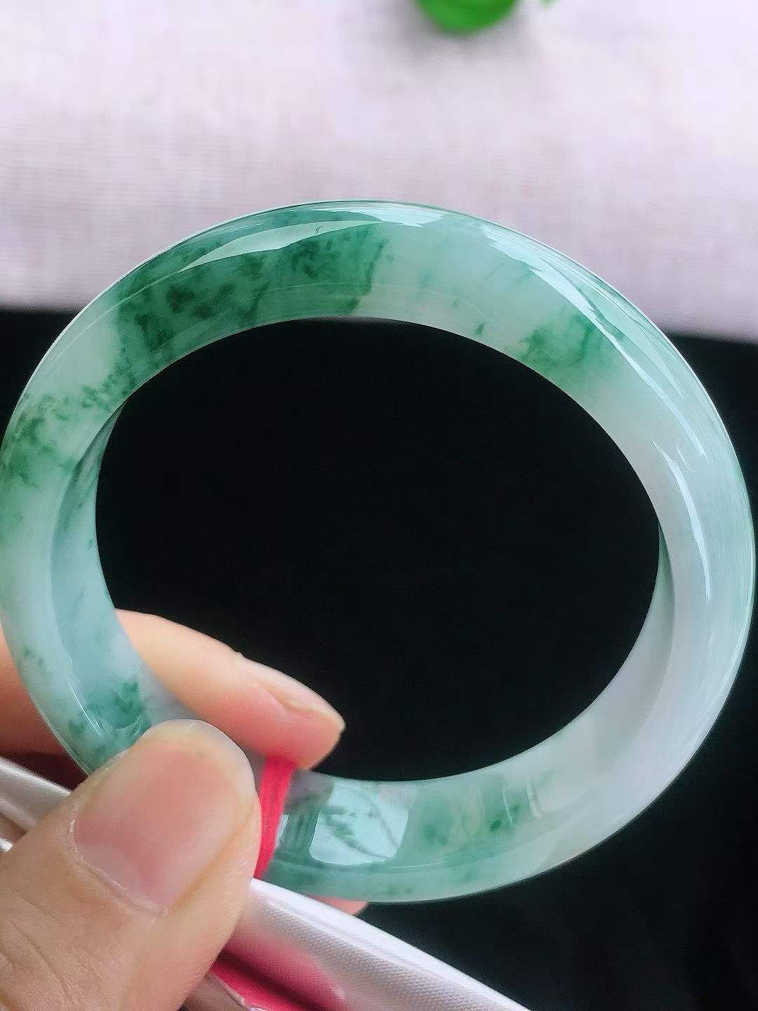 6225845 54.8mm冰飄花正圈翡翠手鐲 (54-56)