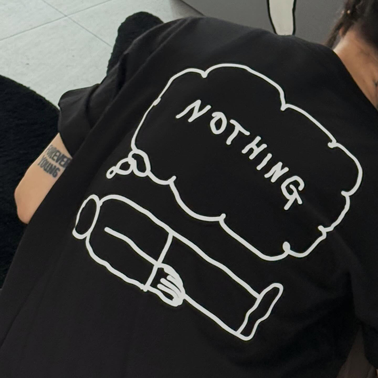 韓國 INAPSQUARE 黑白童趣塗鴉踢 NOTHING 黑