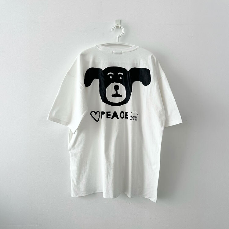 韓國 INAPSQUARE 黑白童趣塗鴉踢 PEACE BLACK DOG 白