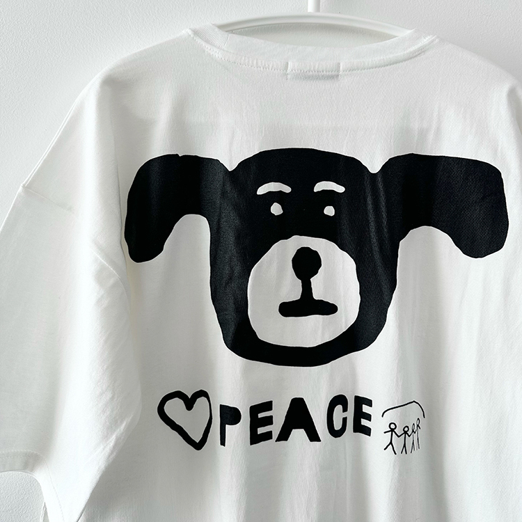 韓國 INAPSQUARE 黑白童趣塗鴉踢 PEACE BLACK DOG 白