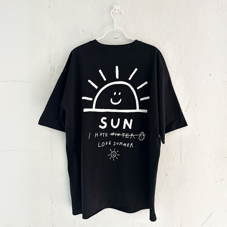 韓國 INAPSQUARE 黑白童趣塗鴉踢 SUN 黑